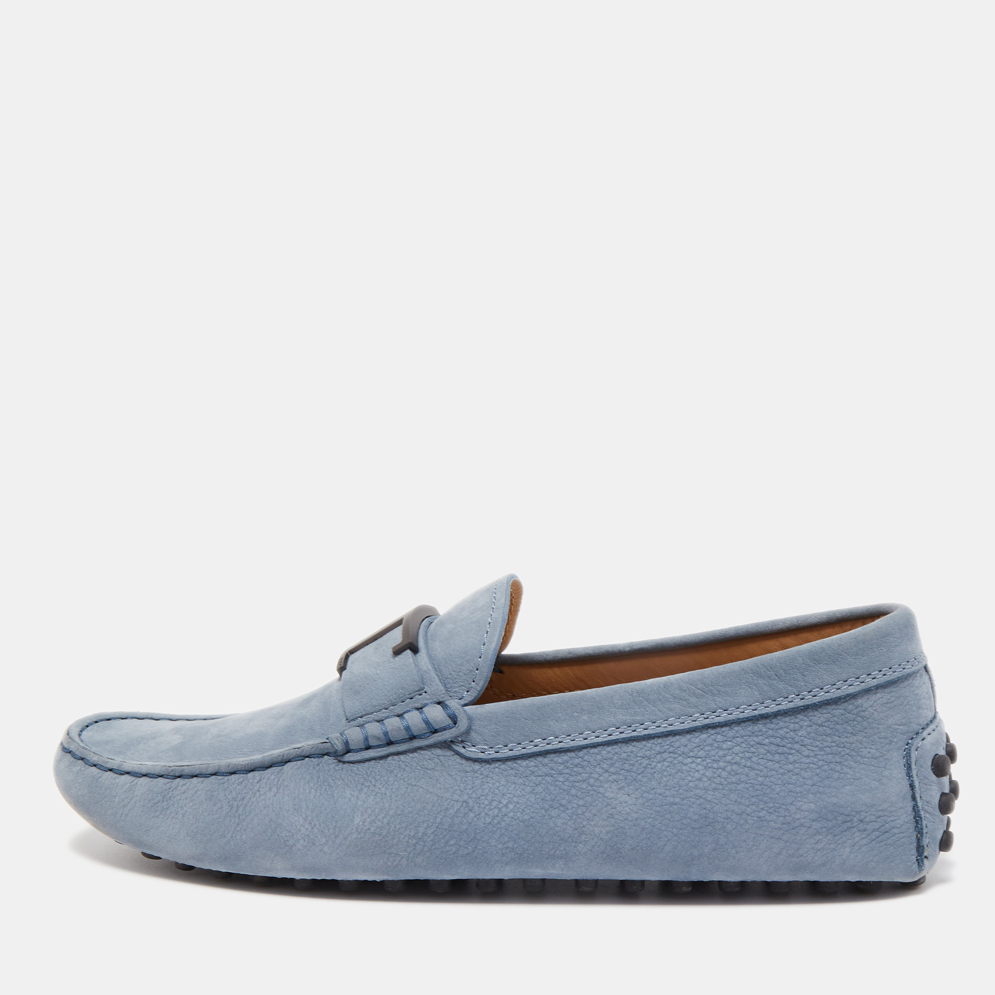 

Tod's Blue Nubuck Leather Slip On Loafers Size