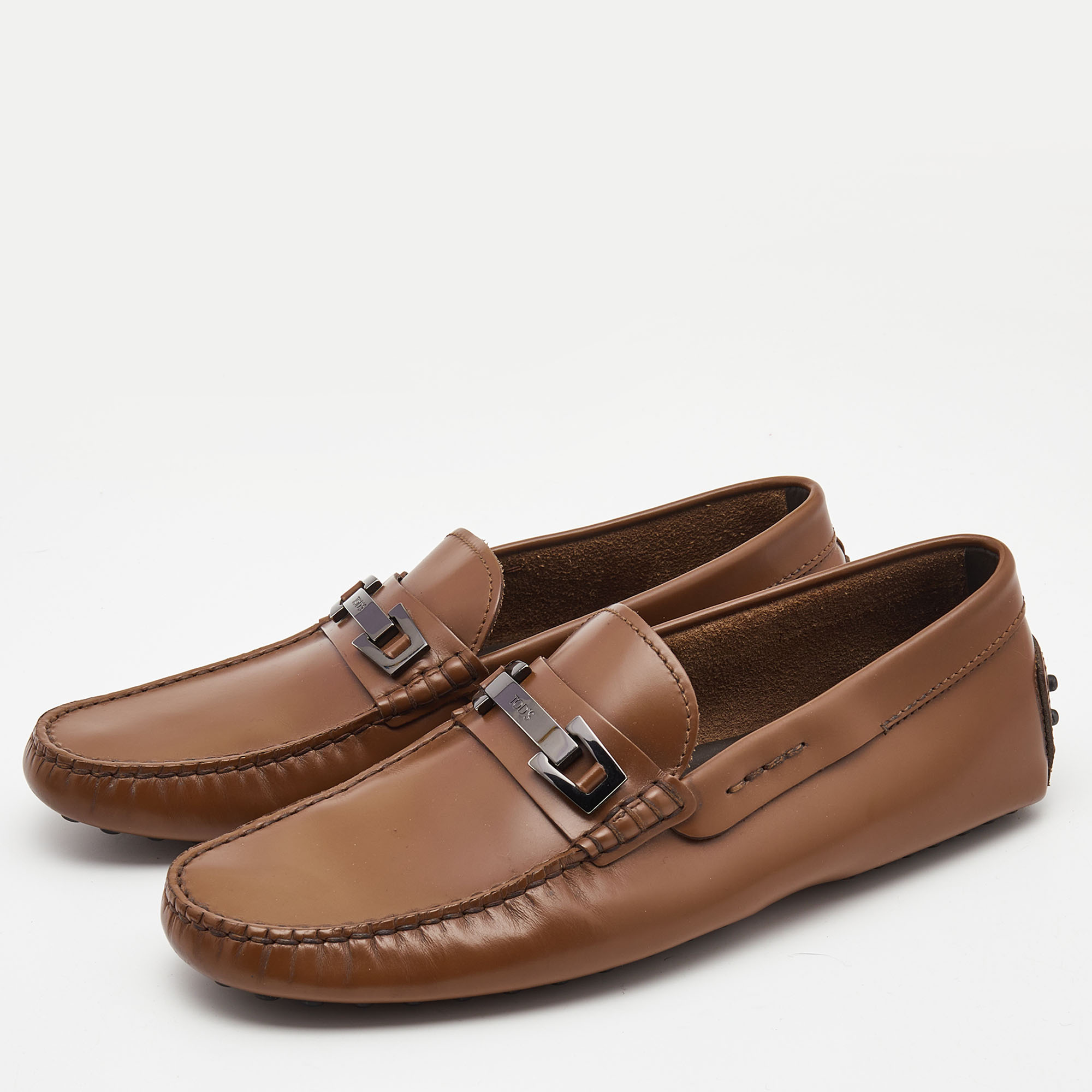 

Tod's Brown Leather Buckle Loafers Size