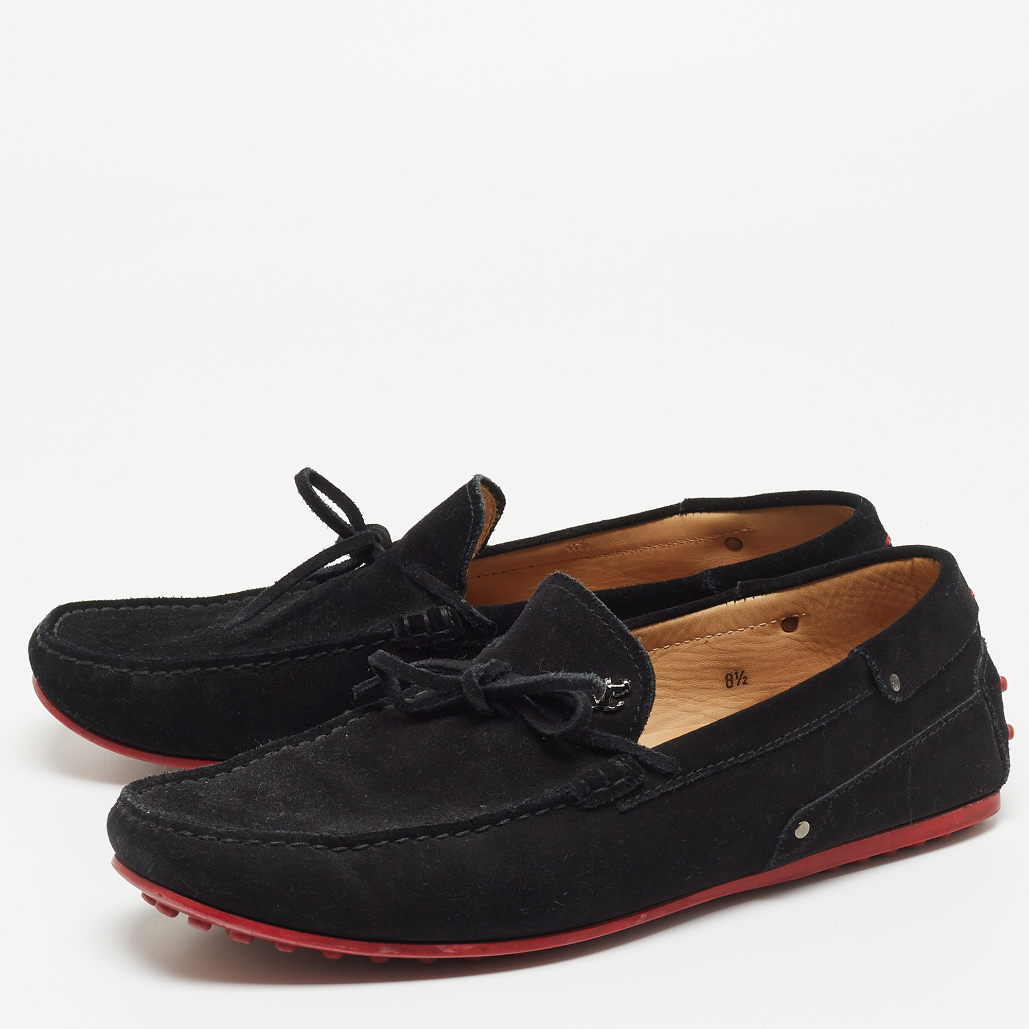 

Tod's For Ferrari Black Suede Bow Loafers Size