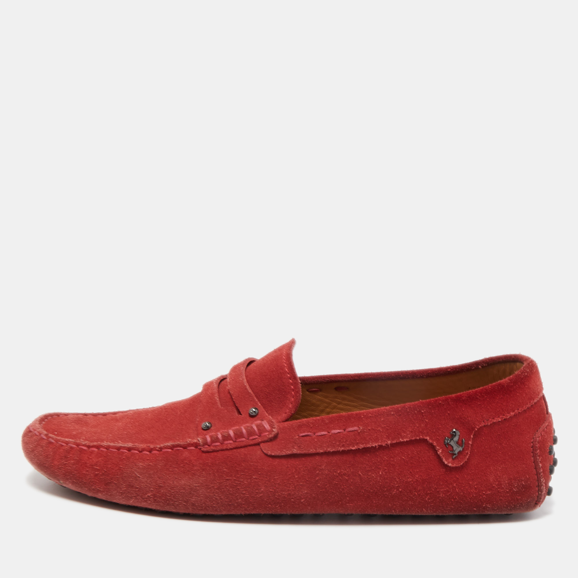 

Tod's by Ferrari Red Suede Penny Loafers Size