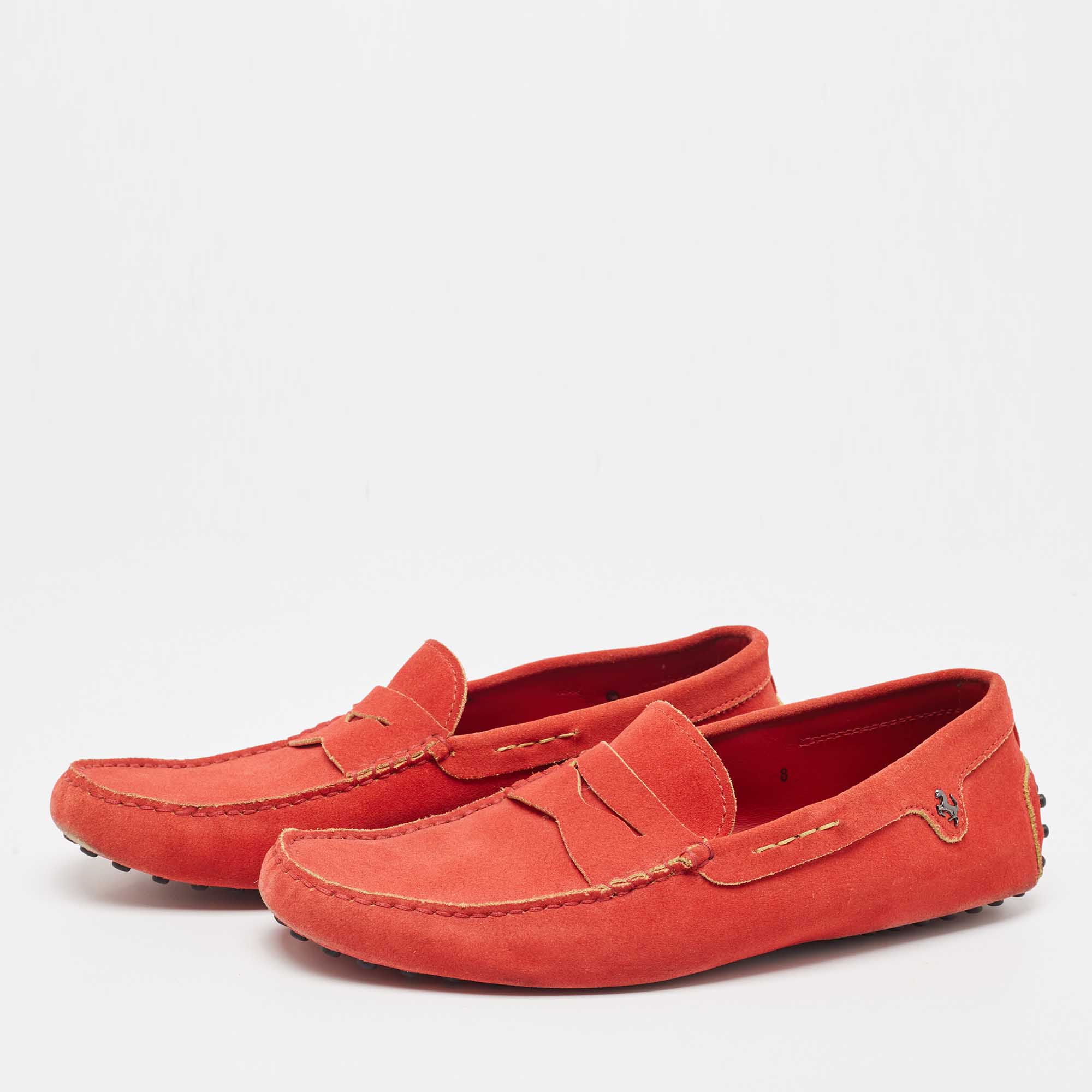 

Tod's By Ferrari Red Suede Penny Slip On Loafers Size