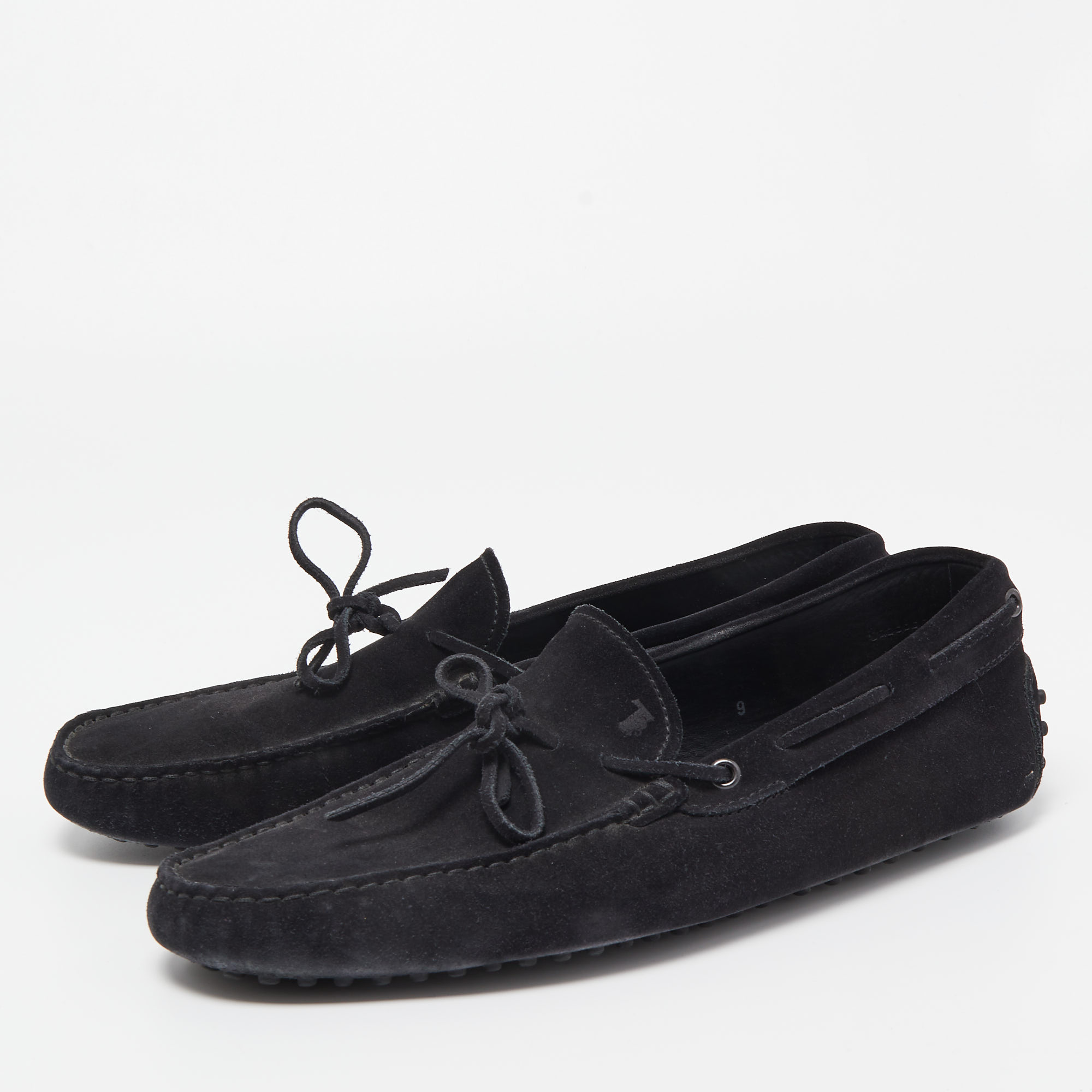 

Tod's Black Suede Gommino Driving Loafers Size