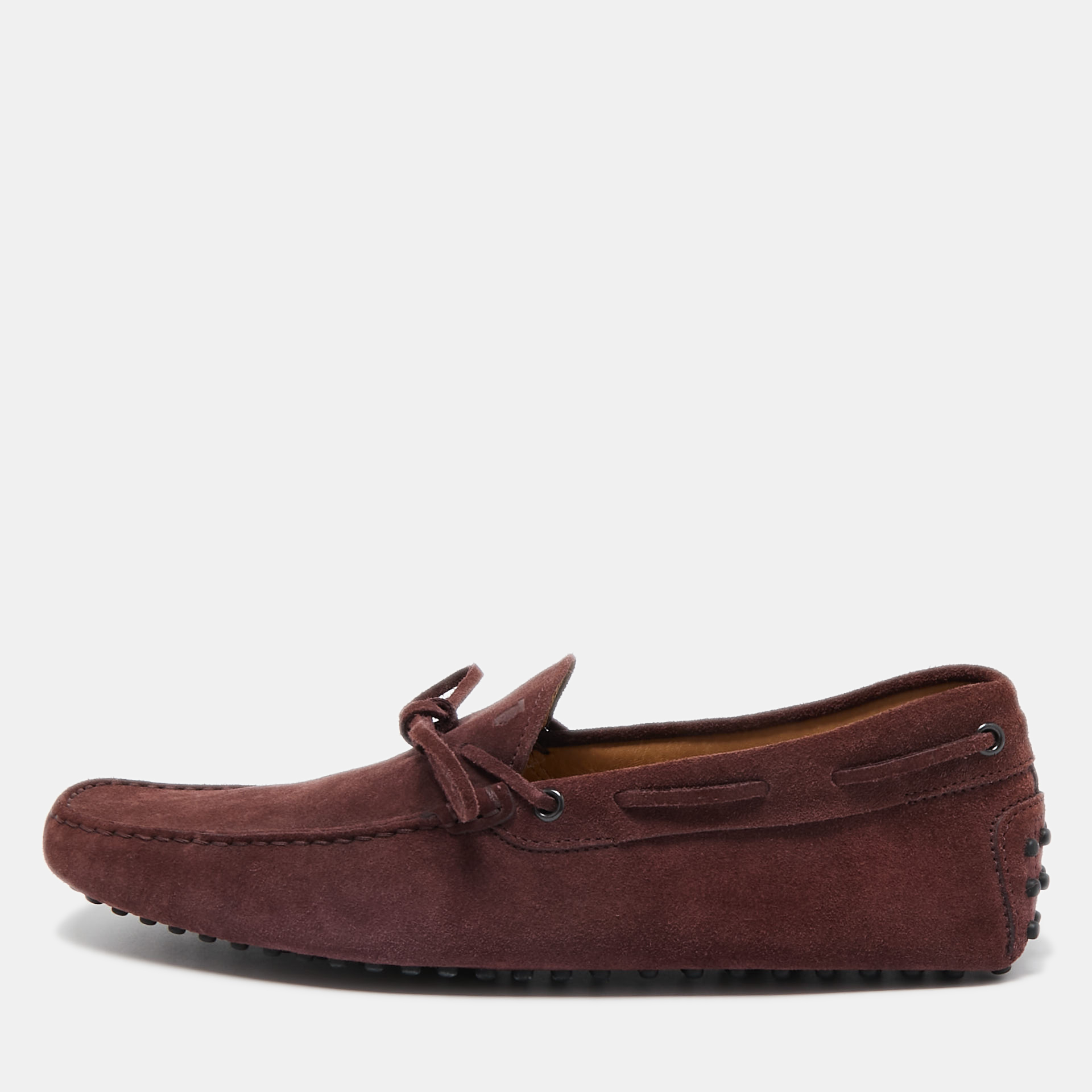 

Tod's Burgundy Suede Bow Slip On Loafers Size