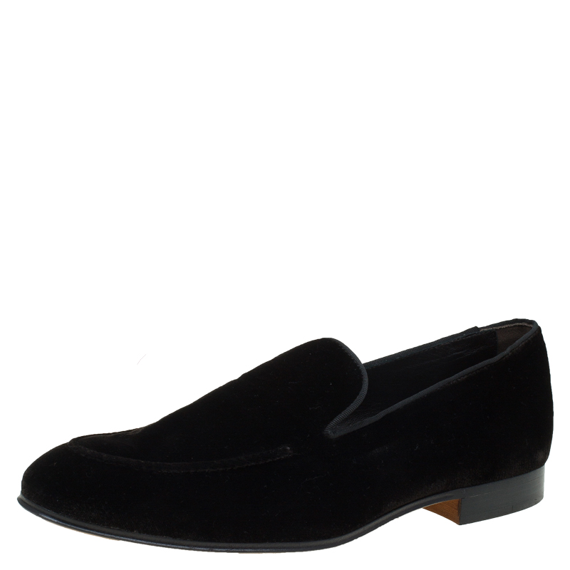 Pre Owned Tod's Dark Brown Velvet Loafers Size 41.5