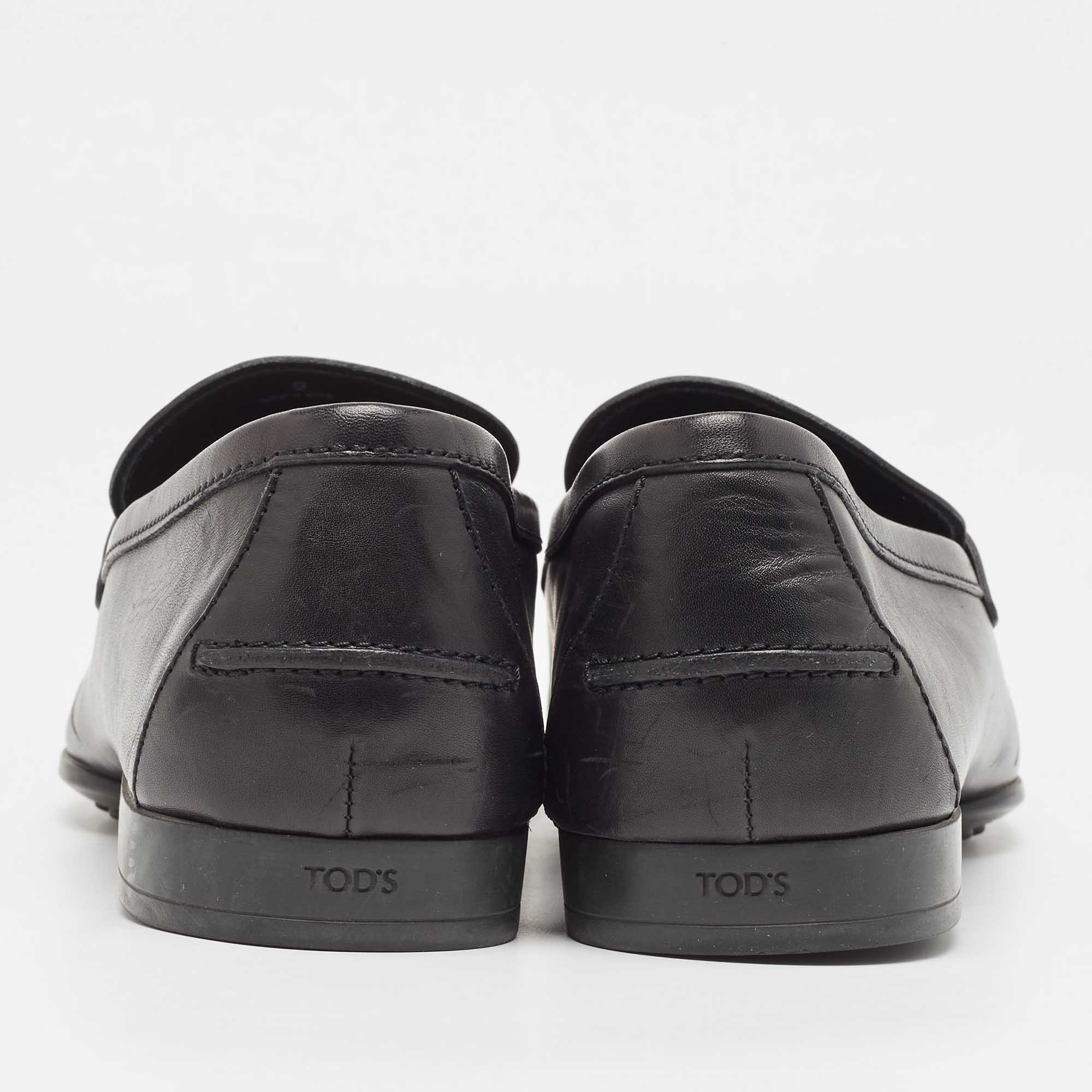 Tod`s Black Leather Penny Loafers Size 43 