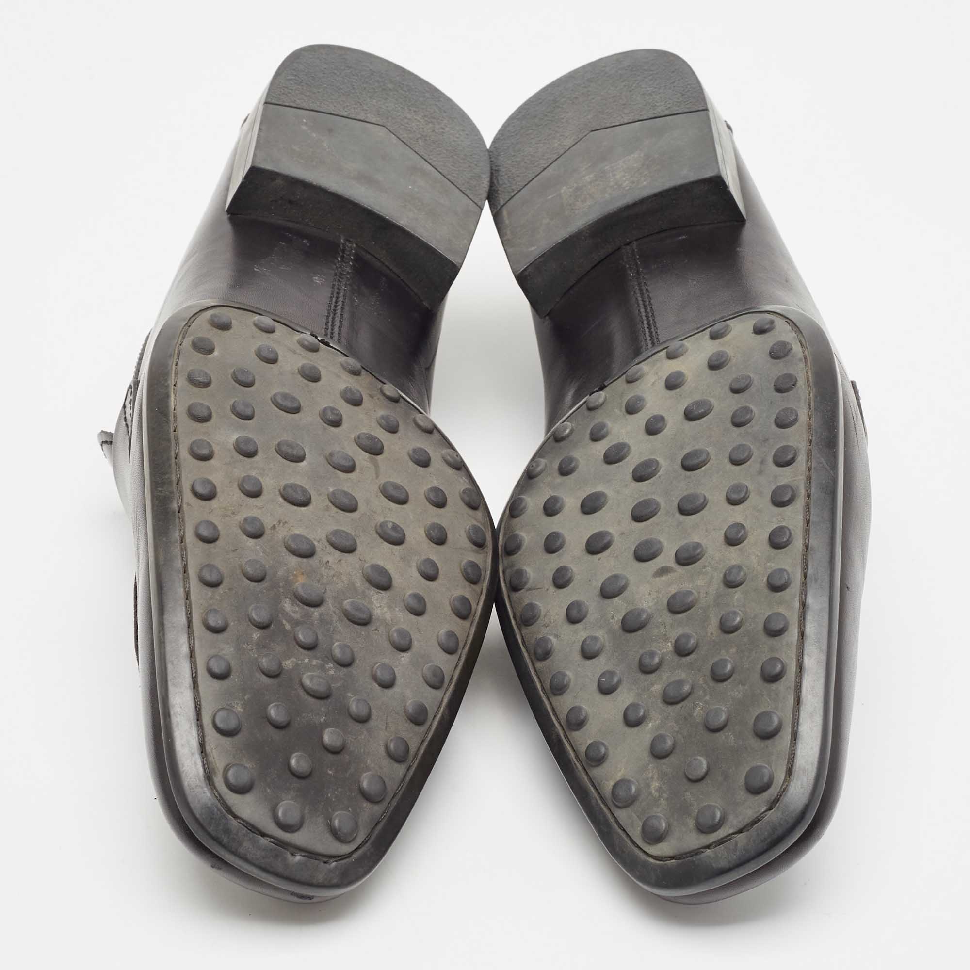 Tod`s Black Leather Penny Loafers Size 43 