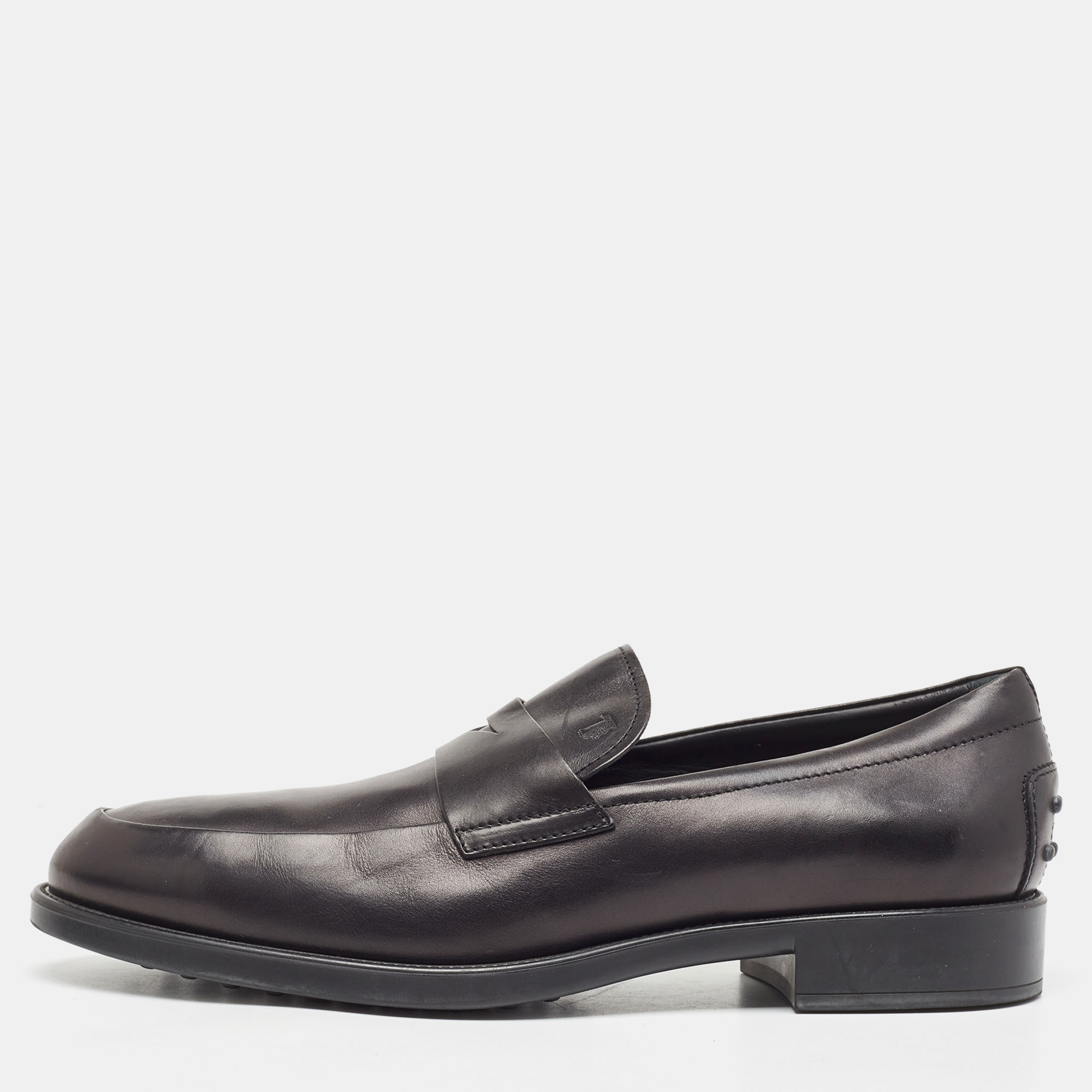 

Tod's Black Leather Slip On Loafers Size