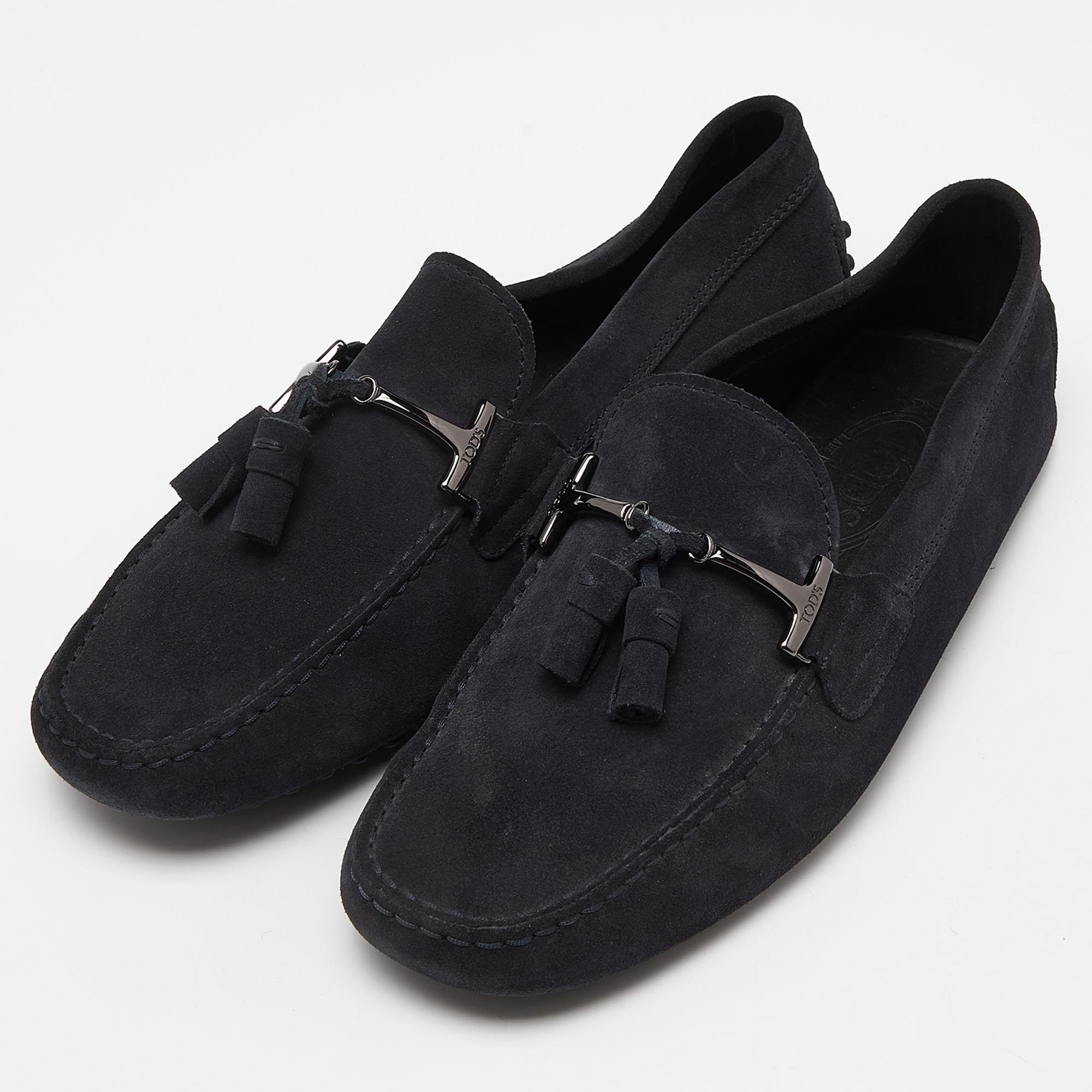 Tod`s Navy Blue Suede Slip On Loafers Size 41.5 