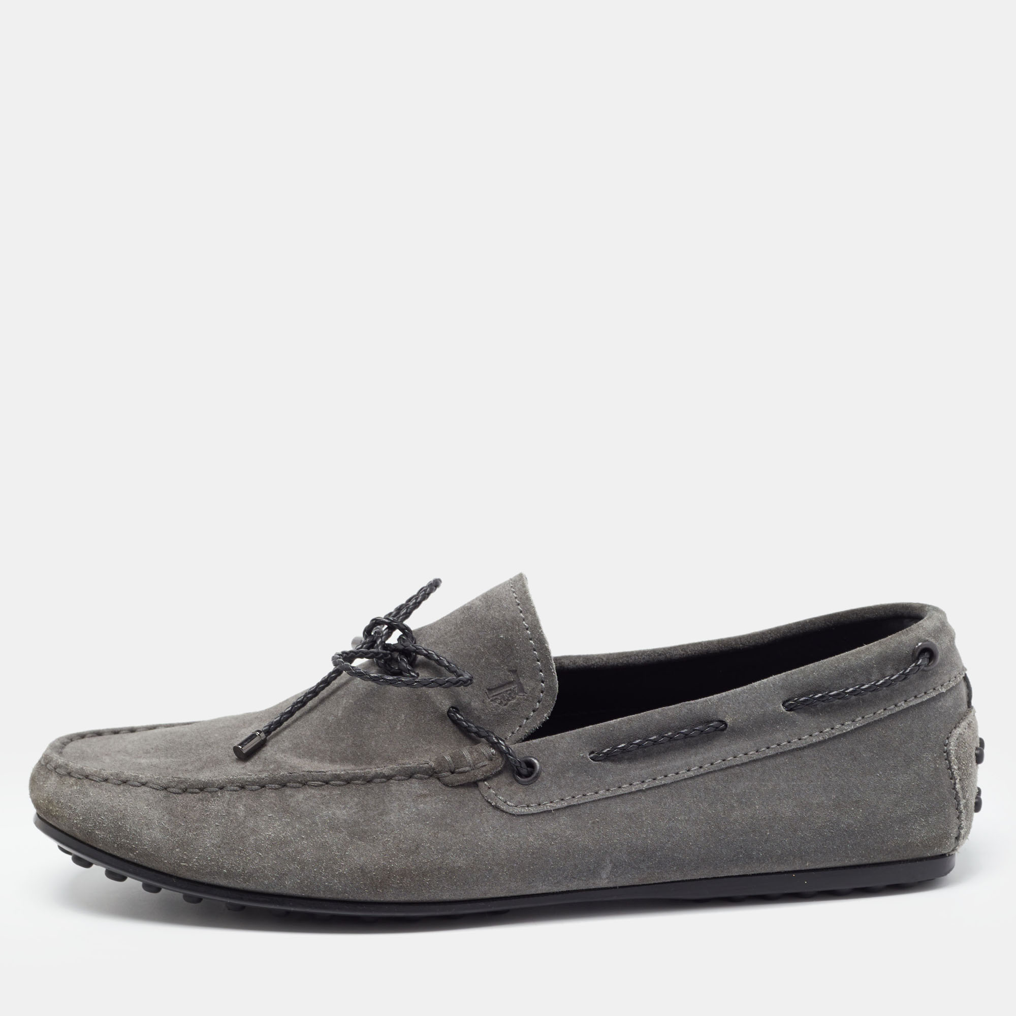 Pre-owned Tod's Grey Suede Slip On Loafers Size 42