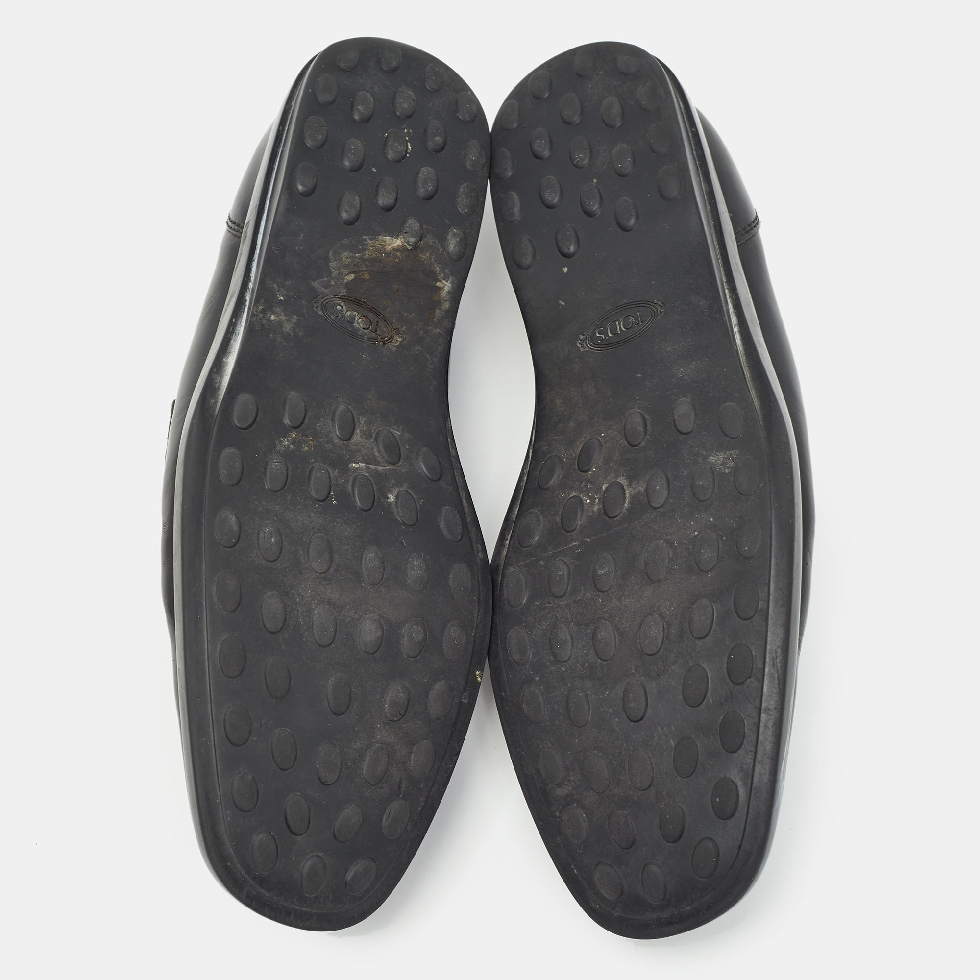 Tod`s Black Leather Penny Slip On Loafers Size 43 