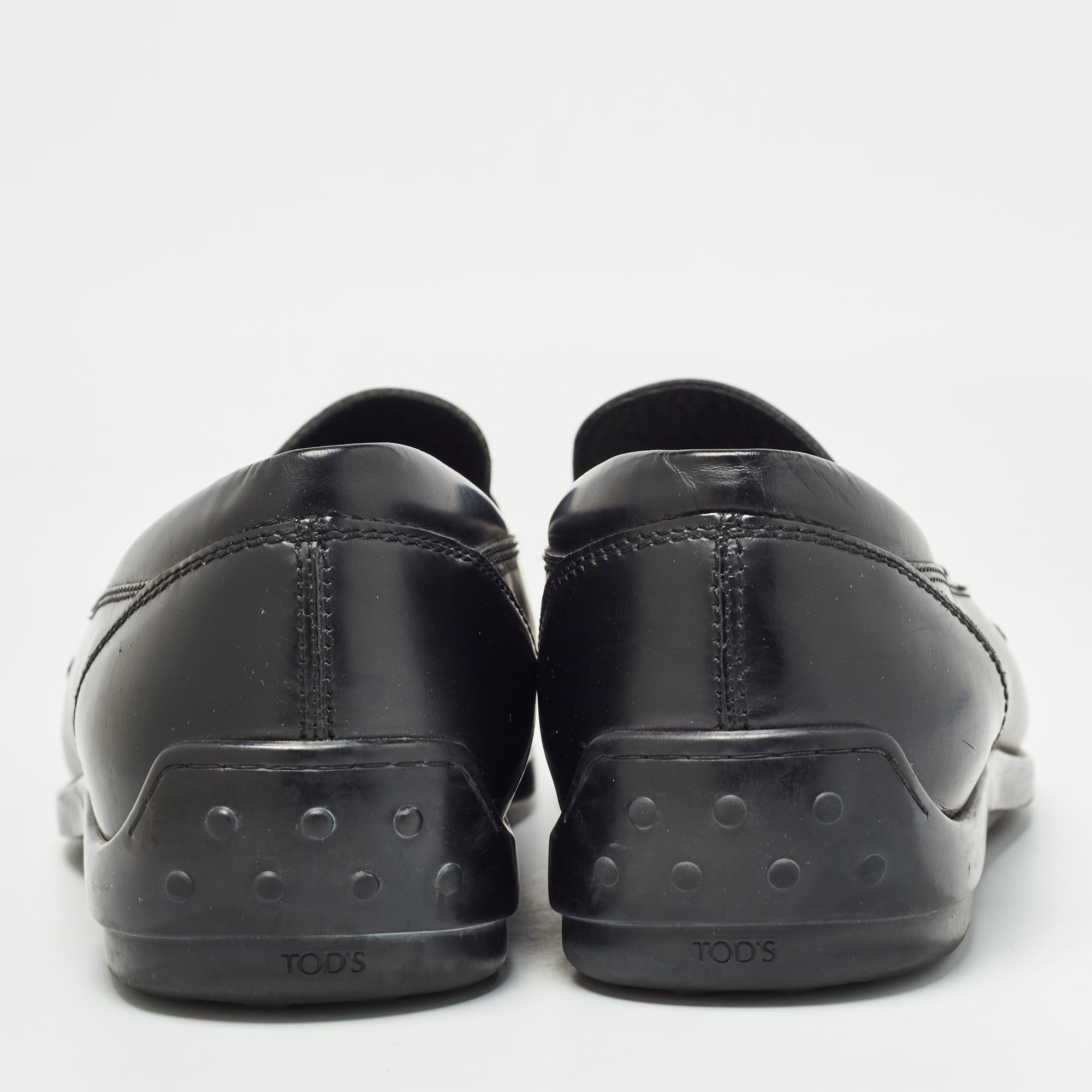 Tod`s Black Leather Penny Slip On Loafers Size 43 