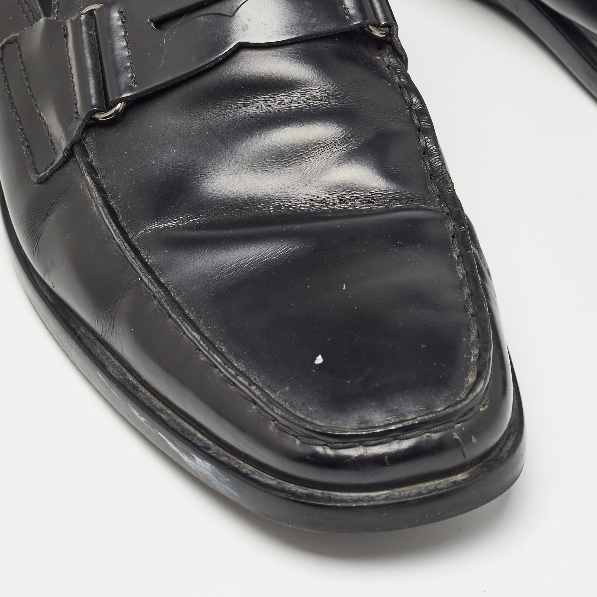 Tod`s Black Leather Penny Slip On Loafers Size 43 