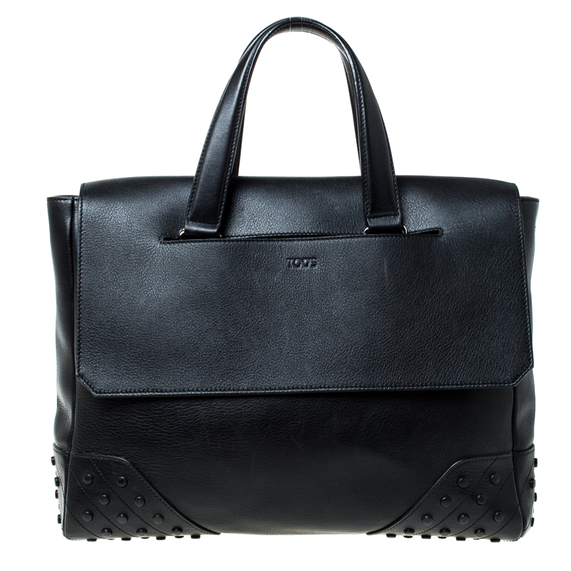 Tod's Black Leather Envelope Bag