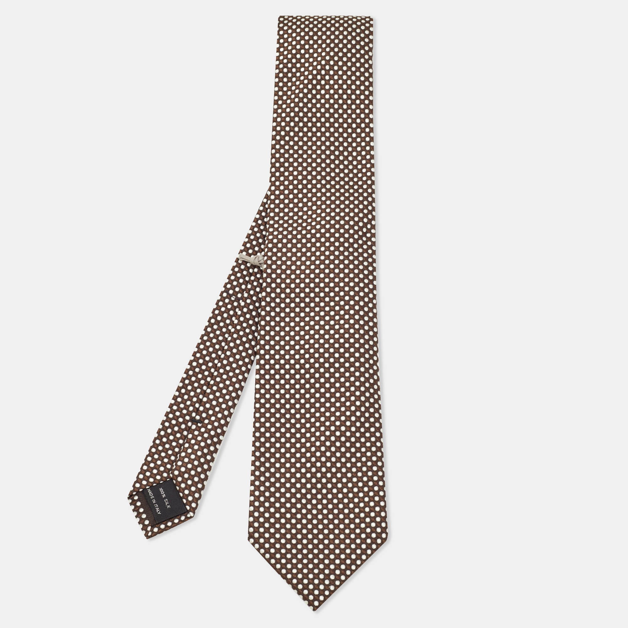 

Tom Ford Brown/White Polka Dotted Silk Tie