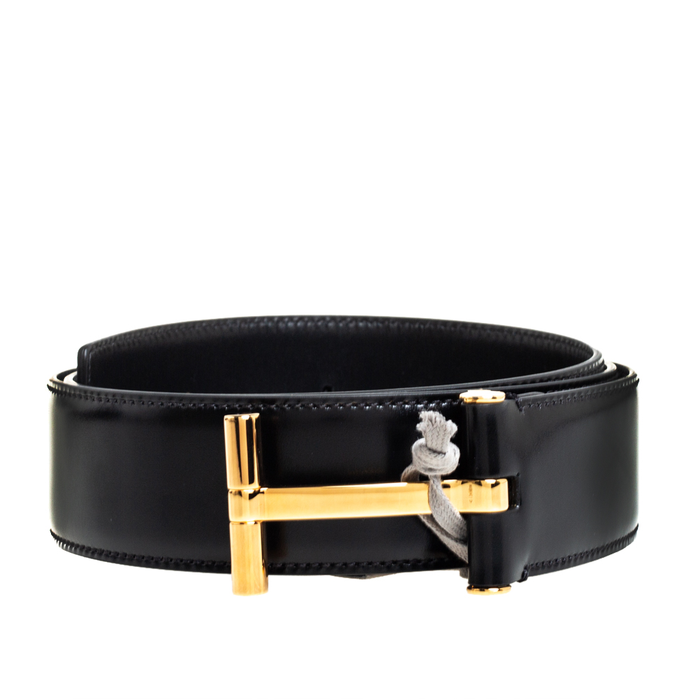 

Tom Ford Black Leather T Buckle Belt