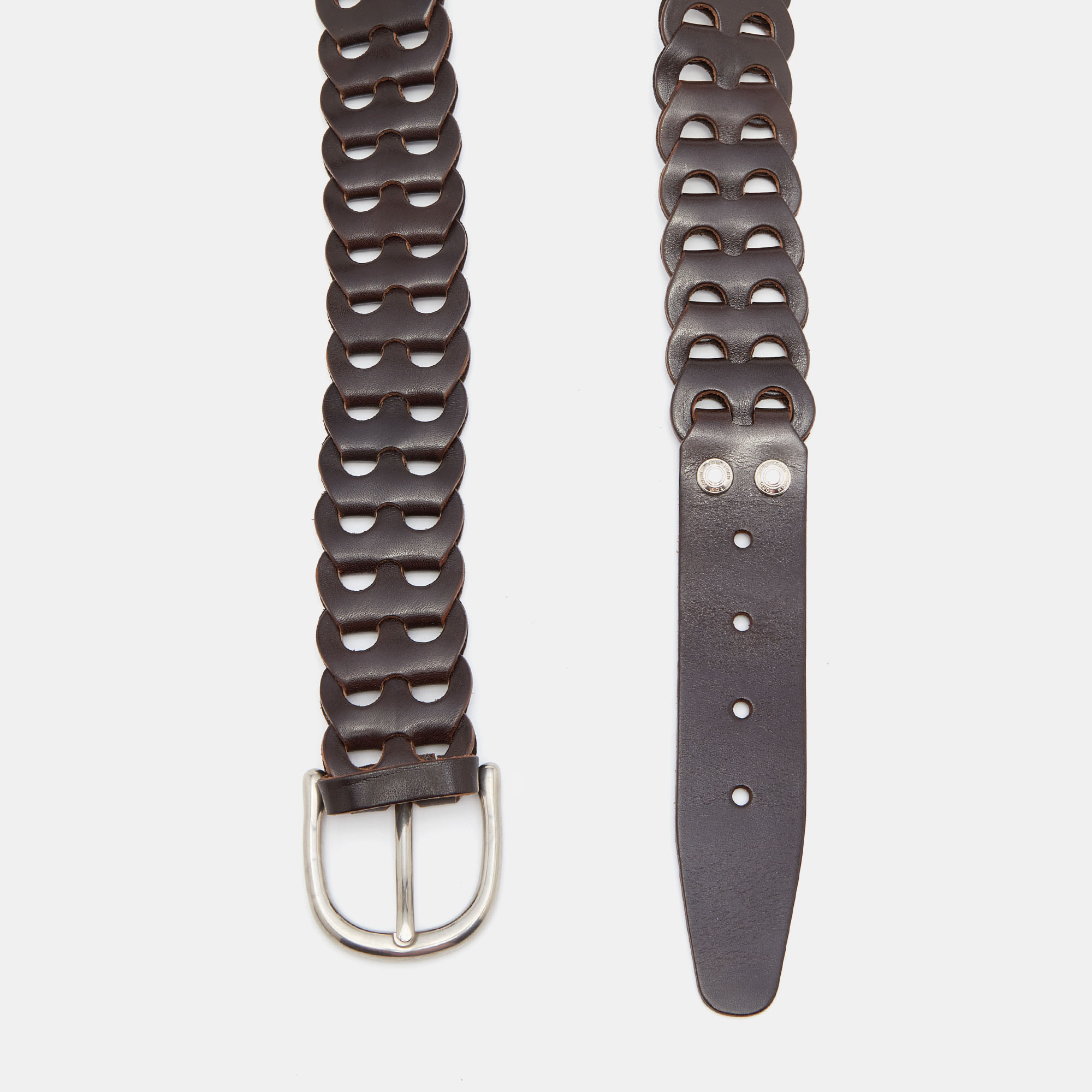 

Tom Ford Dark Brown Leather Link Buckle Belt