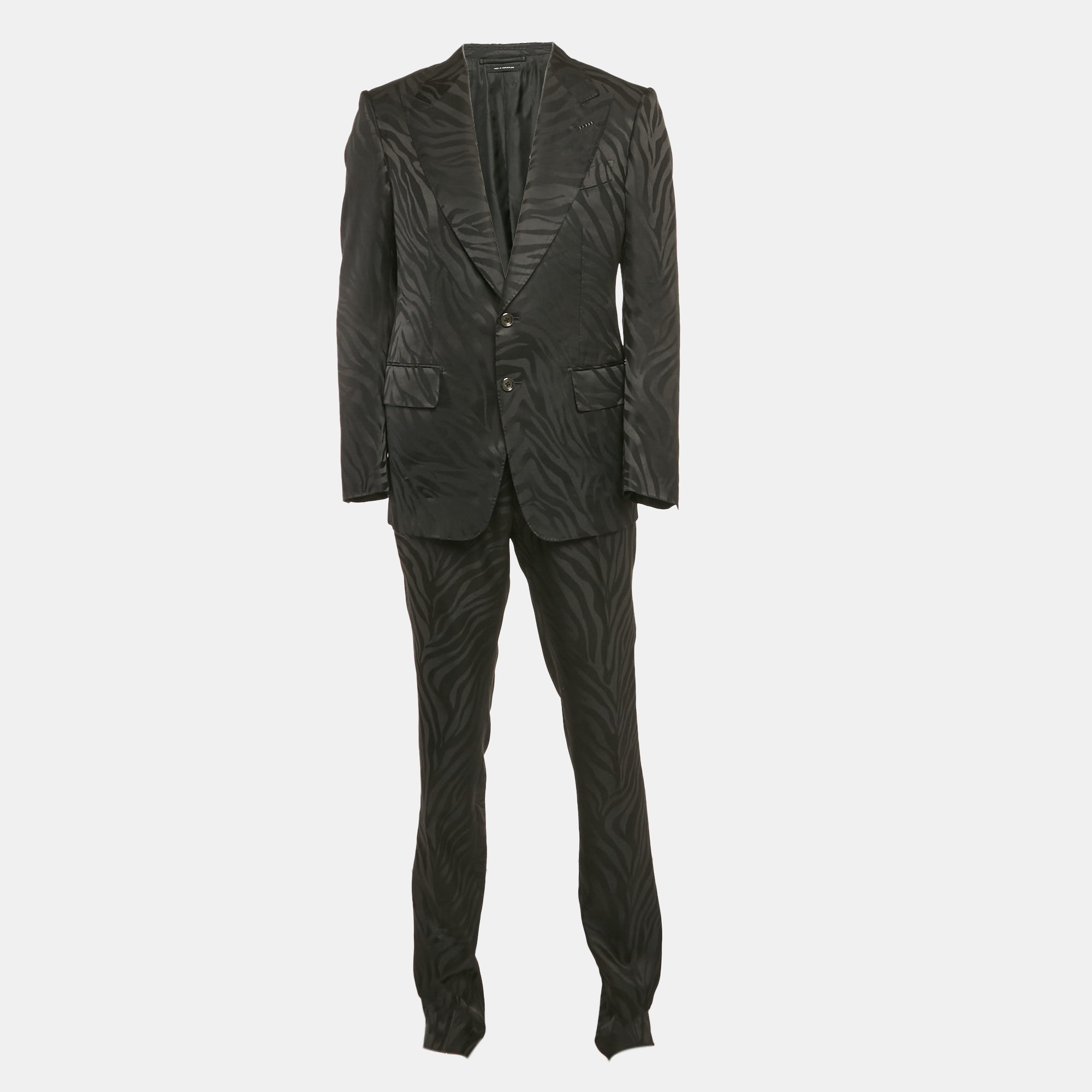 

Tom Ford Black Jacquard Single Breasted Pants Suit L