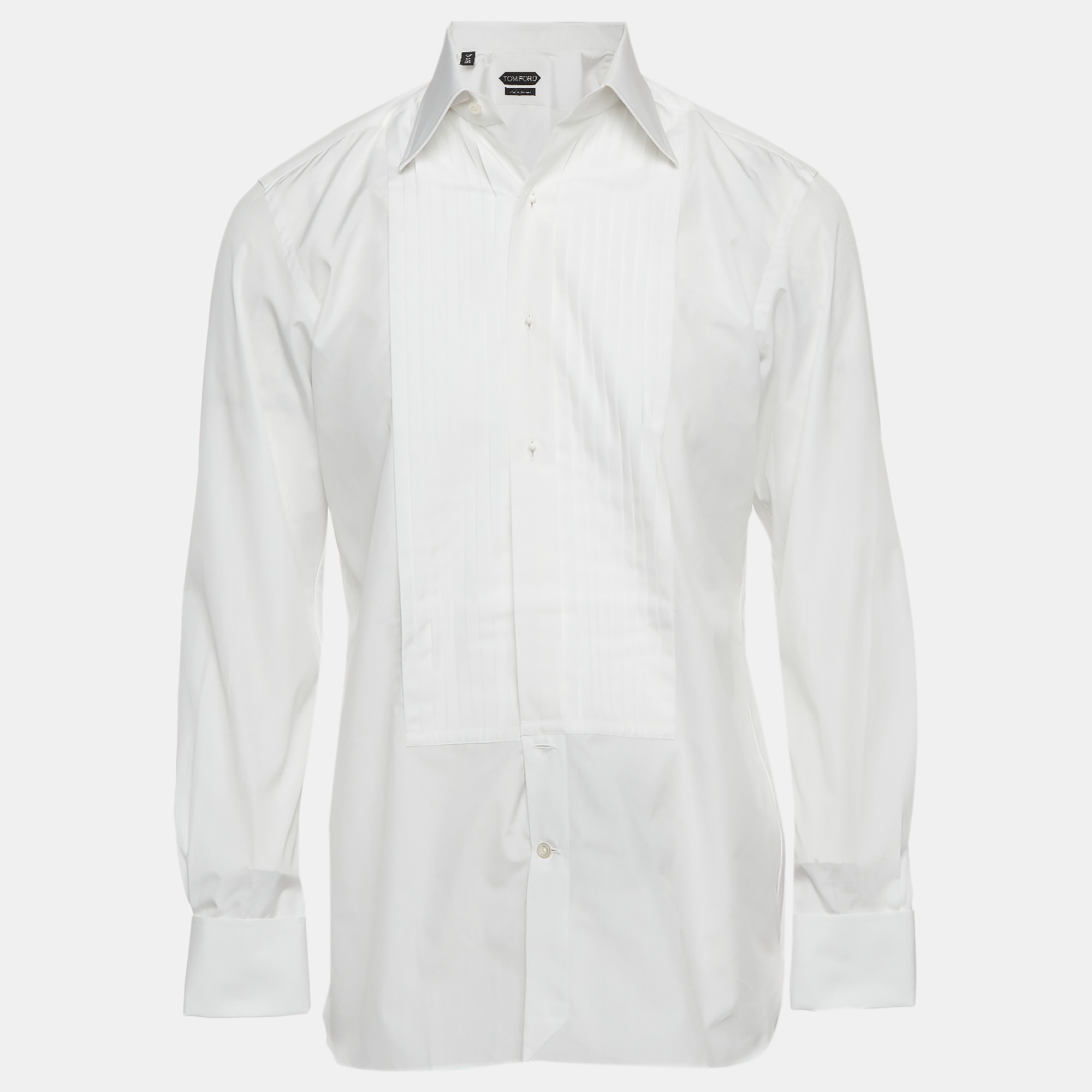 

Tom Ford White Cotton Pin Tucked Tuxedo Shirt M