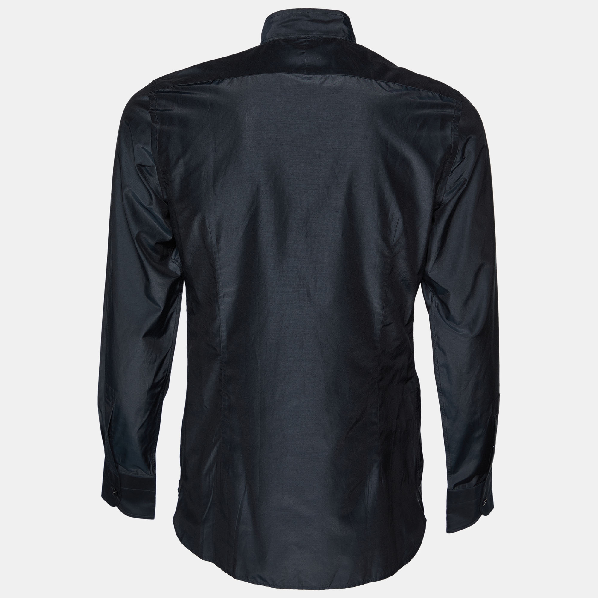 

Tom Ford Black Cotton & Silk Stand Collar Shirt