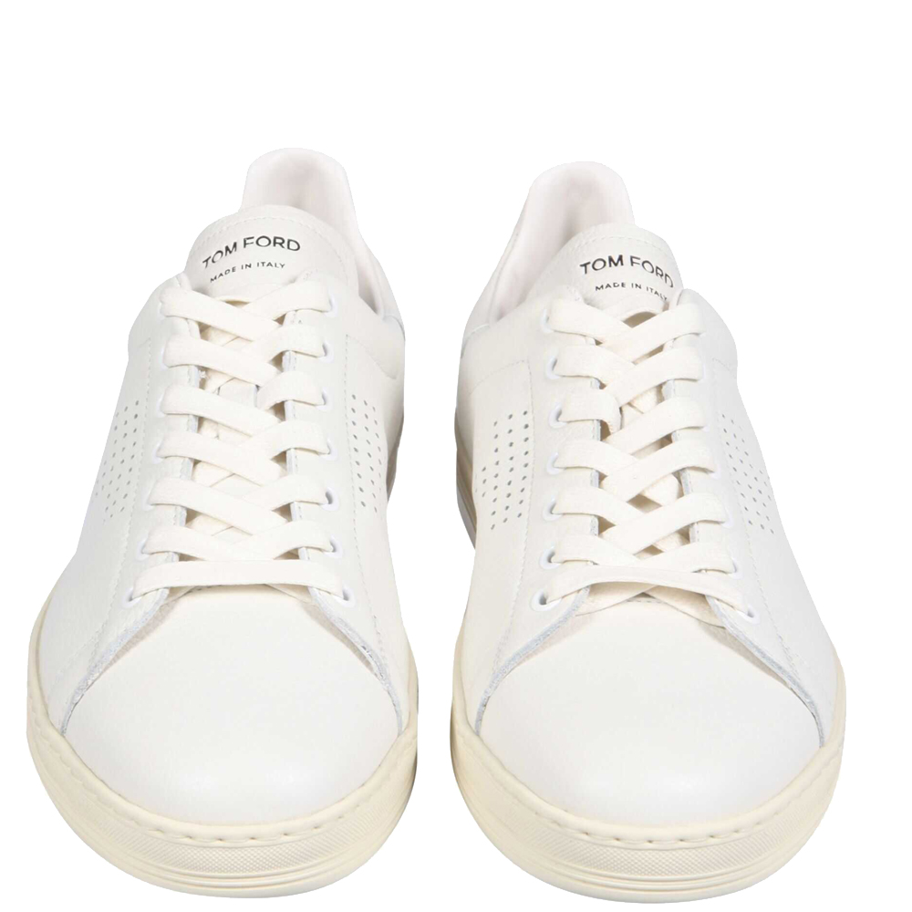 

Tom Ford White Grained Leather Warwick Sneakers Size UK 7 IT