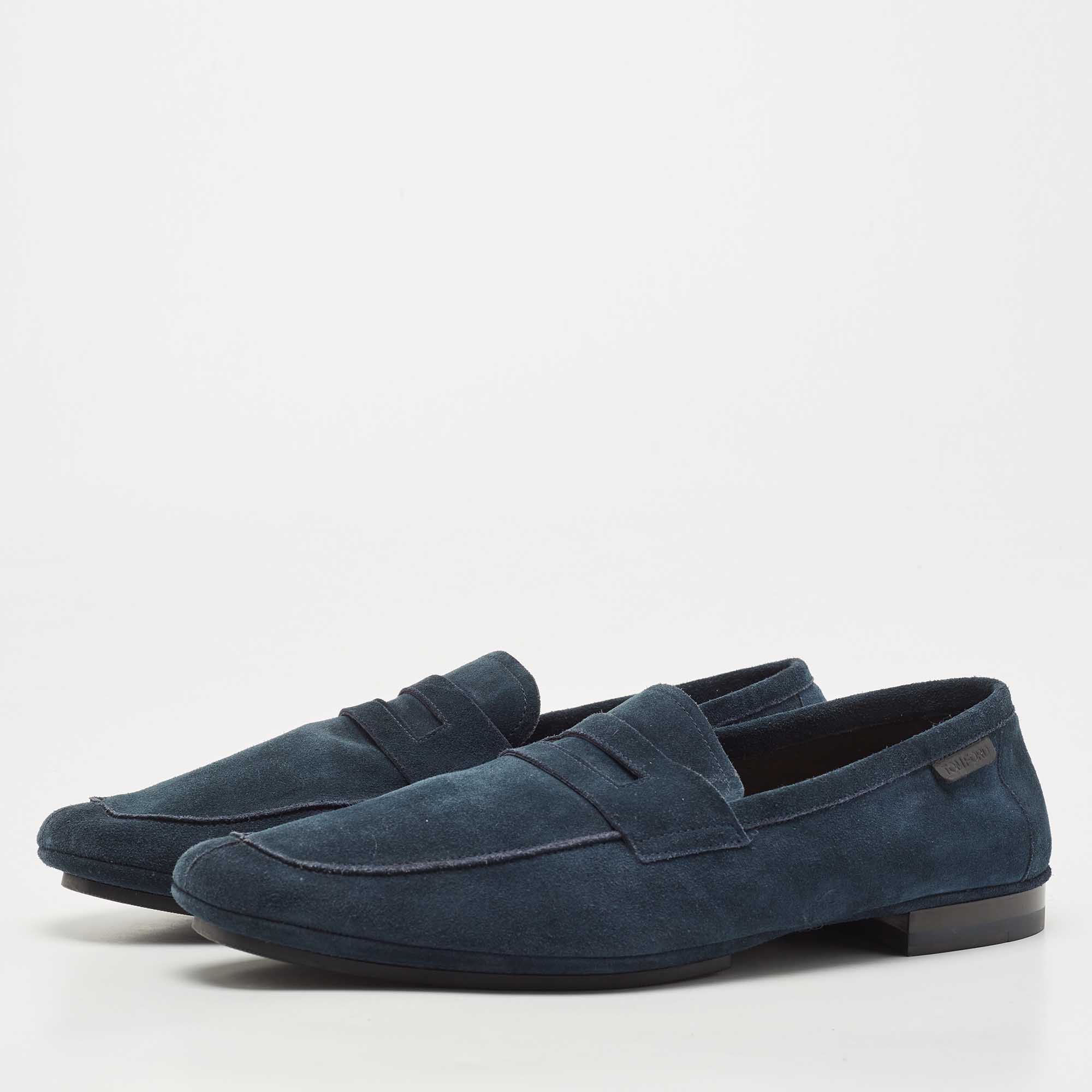 

Tom Ford Dark Blue Suede Berwick Loafers Size