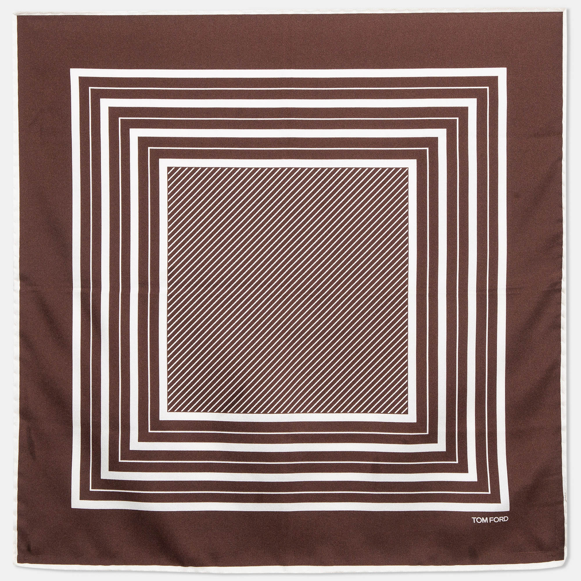 

Tom Ford Brown Printed Silk Pocket Square