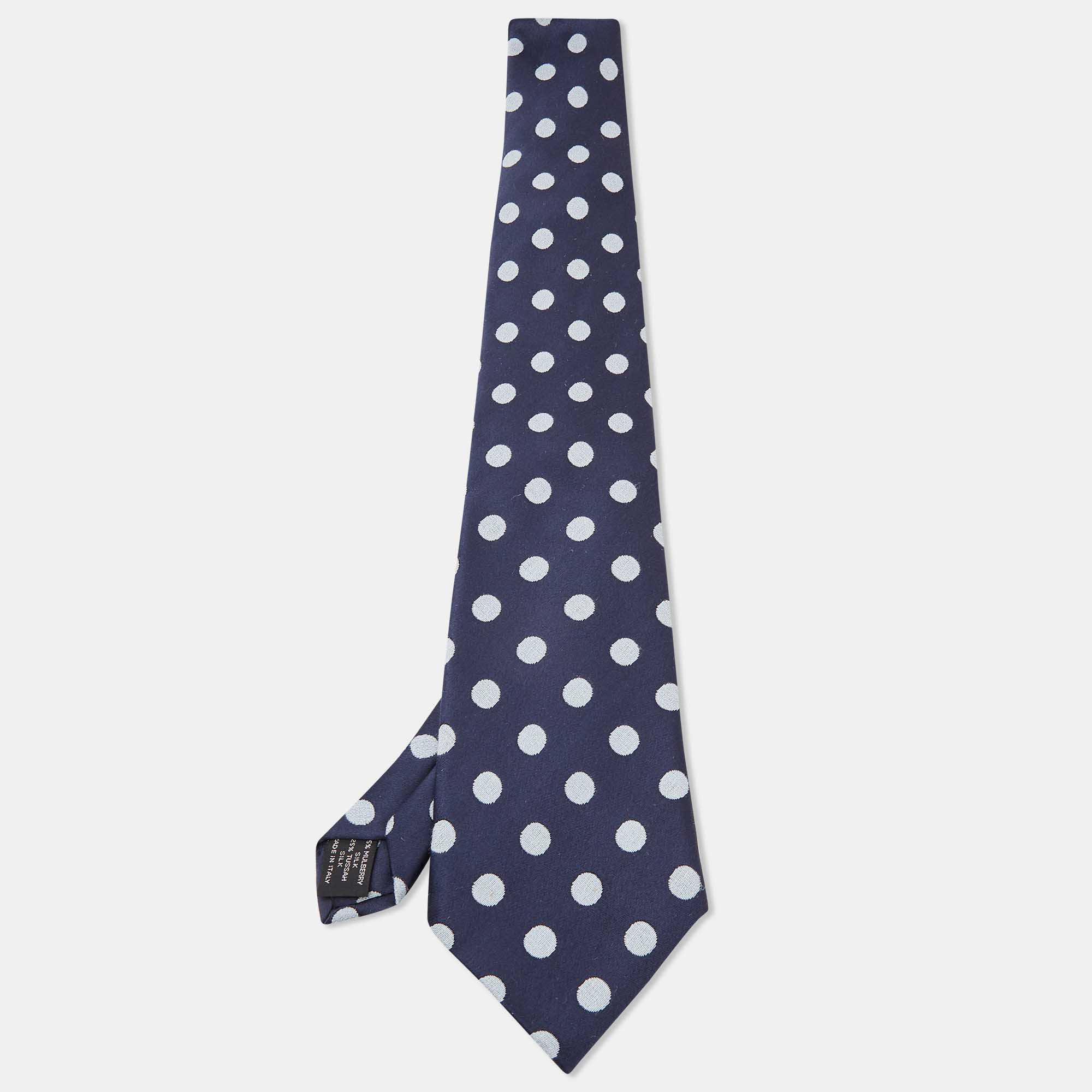 Pre-owned Tom Ford Blue Polka Dots Jacquard Silk Traditional Tie