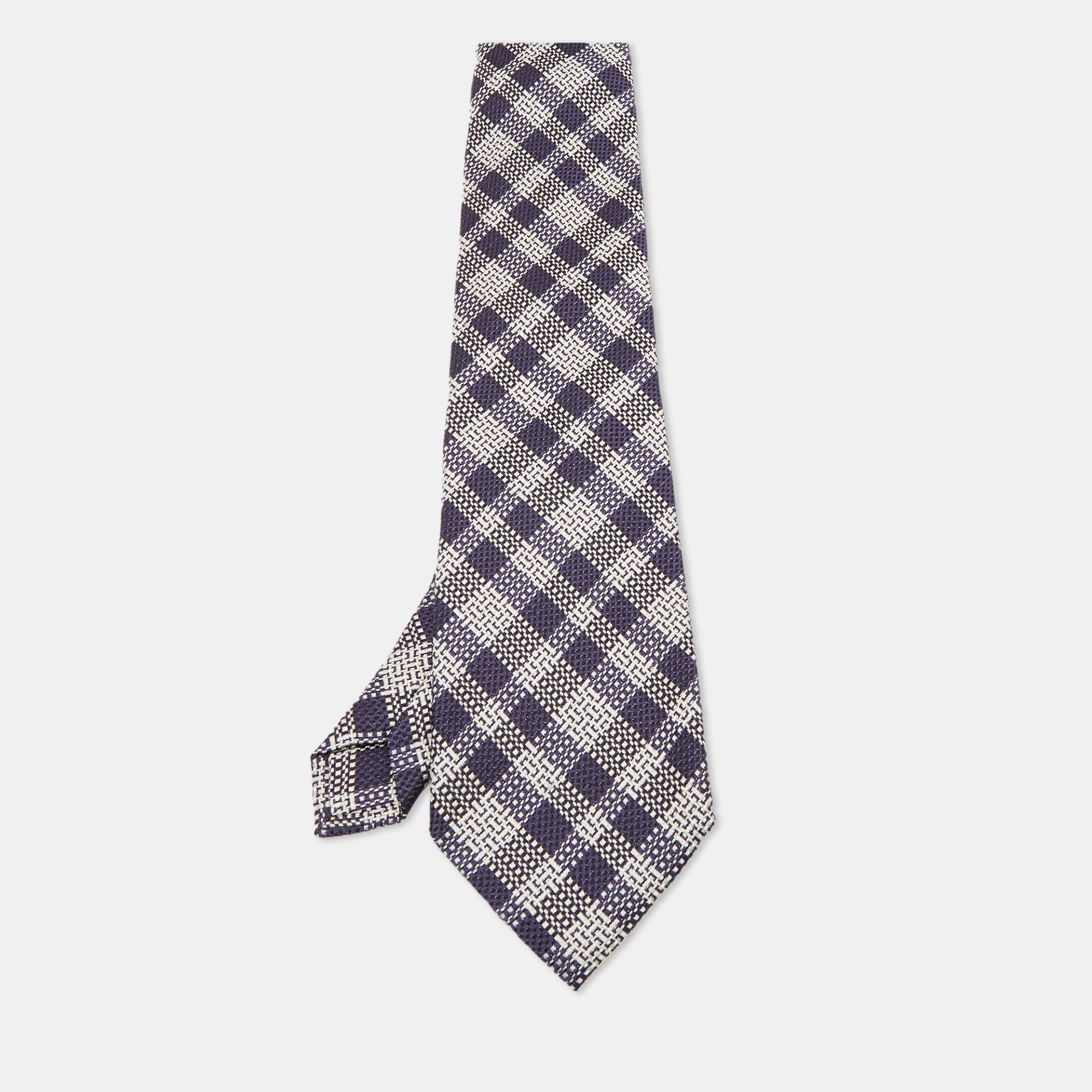 

Tom Ford Blue Check Silk Traditional Tie