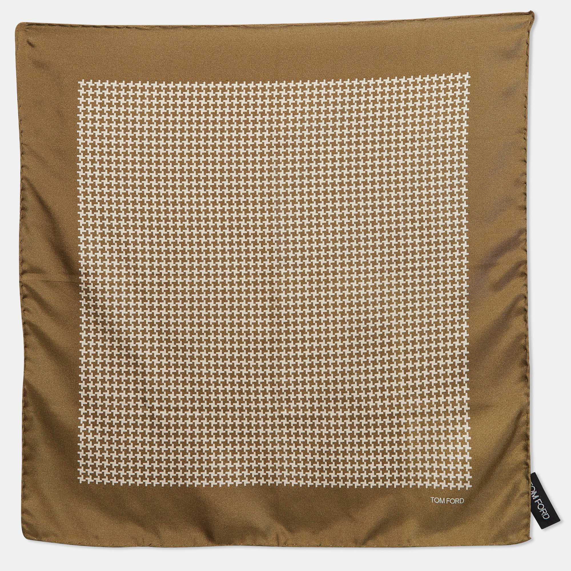 

Tom Ford Green Check Pattern Silk Pocket Square