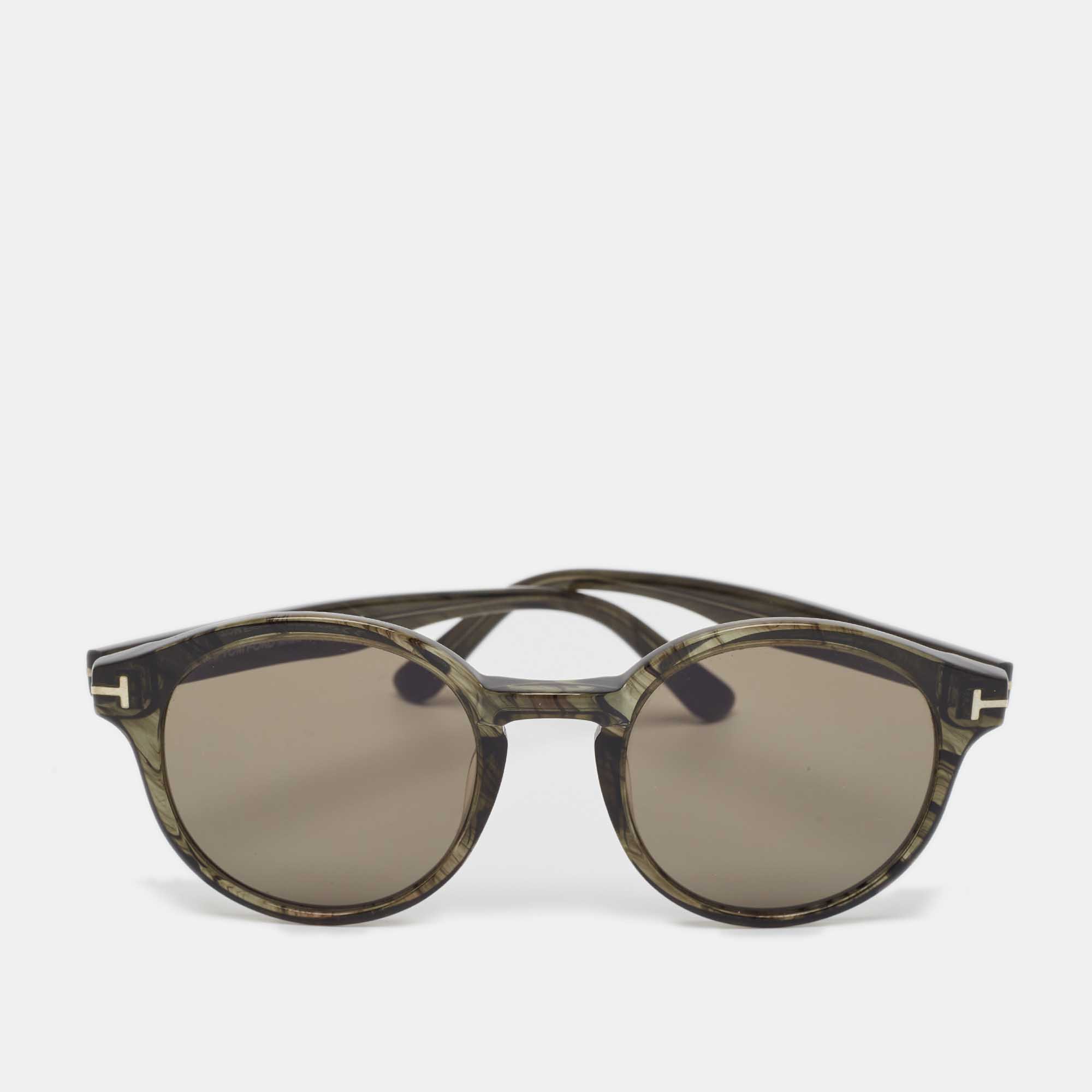 

Tom Ford Green striped/Green TF400 Lucho Round Sunglasses