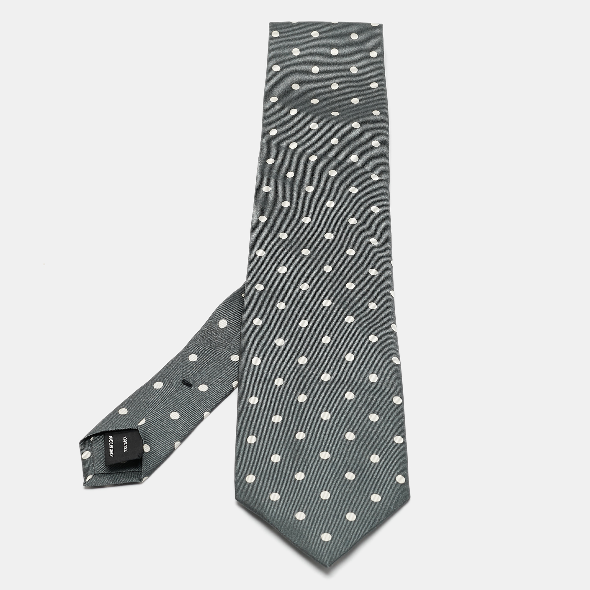 

Tom Ford Grey/White Polka Dot Print Silk Tie