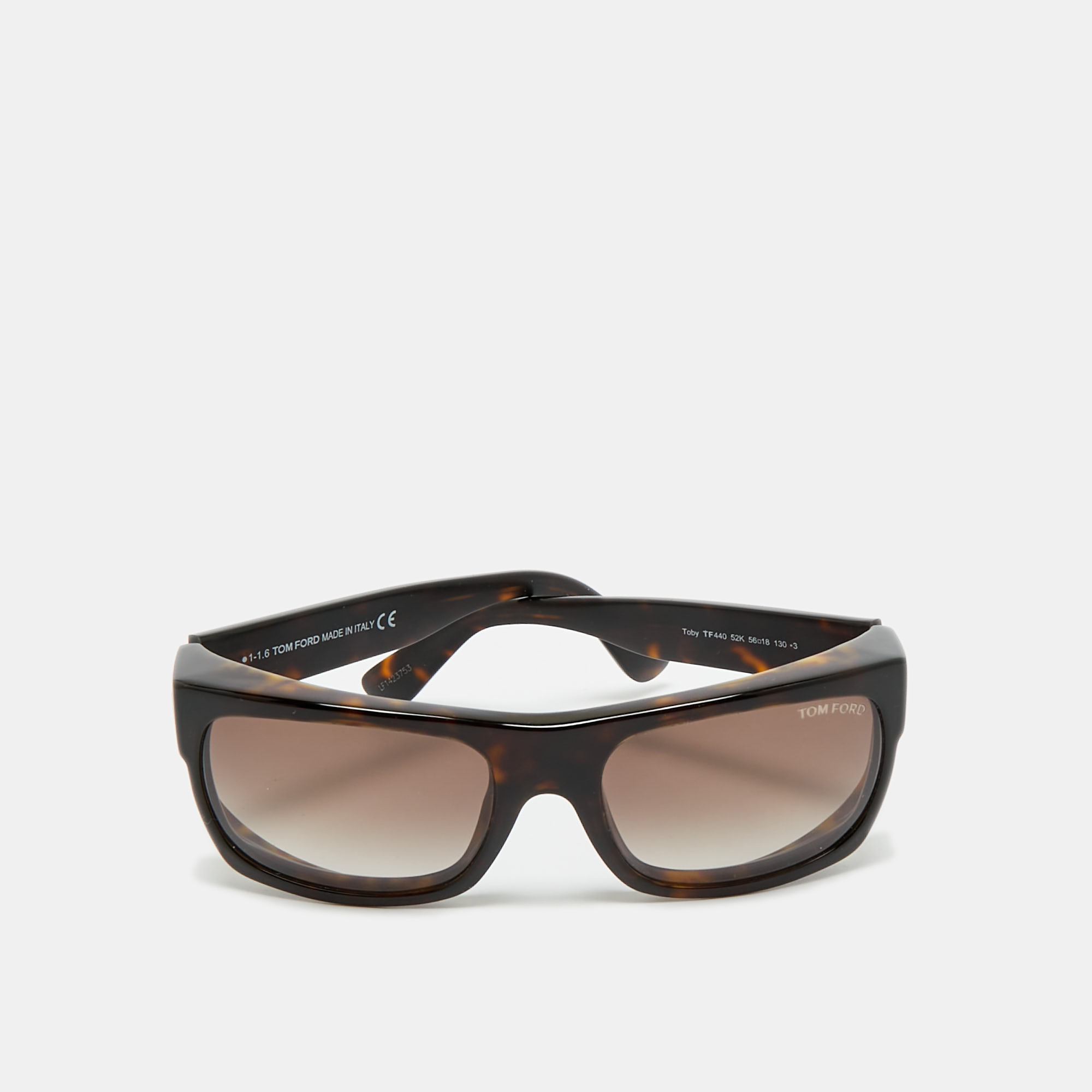 

Tom Ford Tortoise Brown Gradient TF440 Toby Rectangle Sunglasses