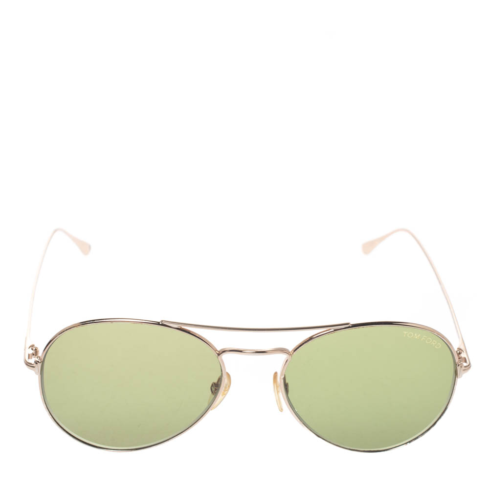 

Tom Ford Rose Gold Tone/ Green TF551 Aviator Sunglasses