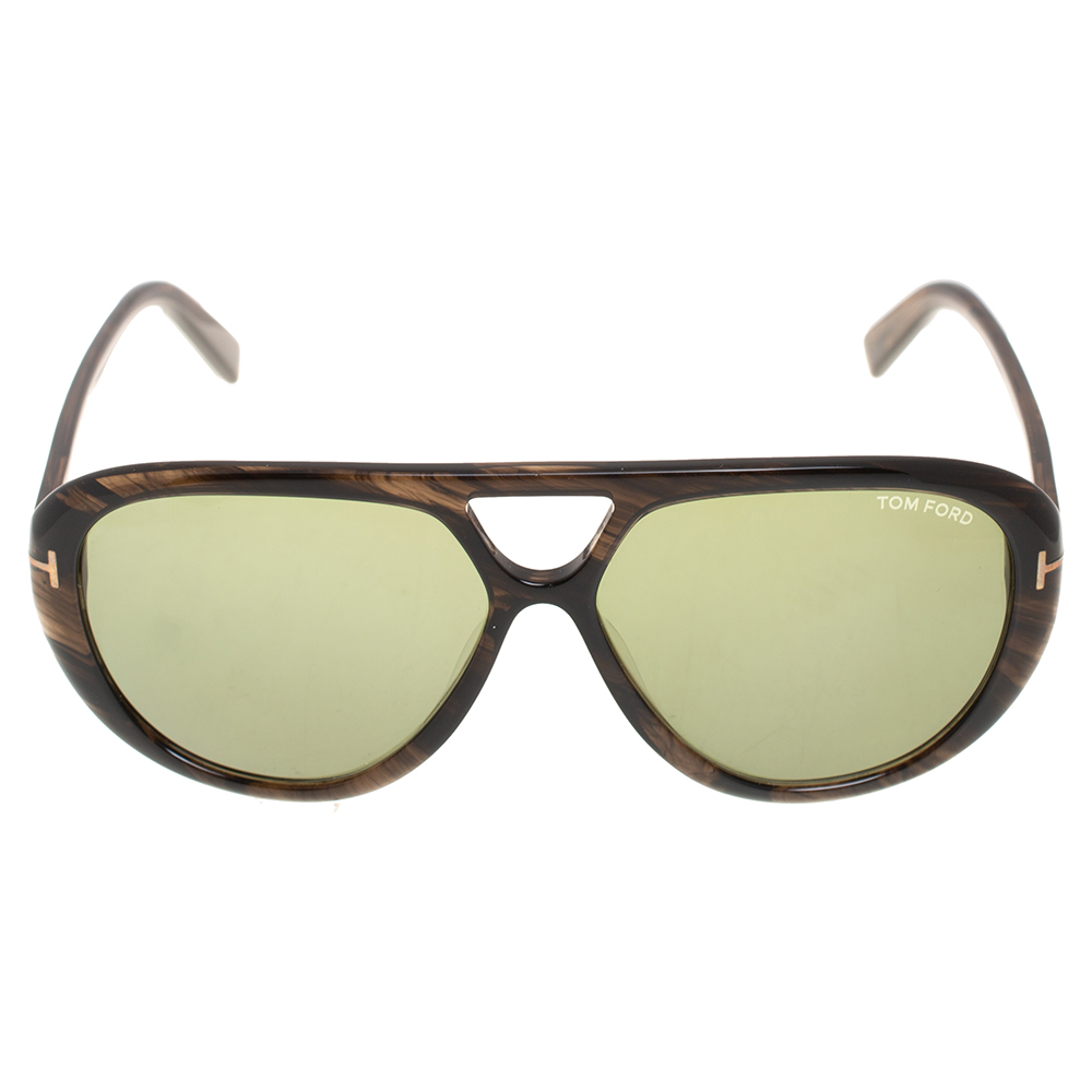 

Tom Ford Havana Brown/Green Marley TF510 Pilot Sunglasses