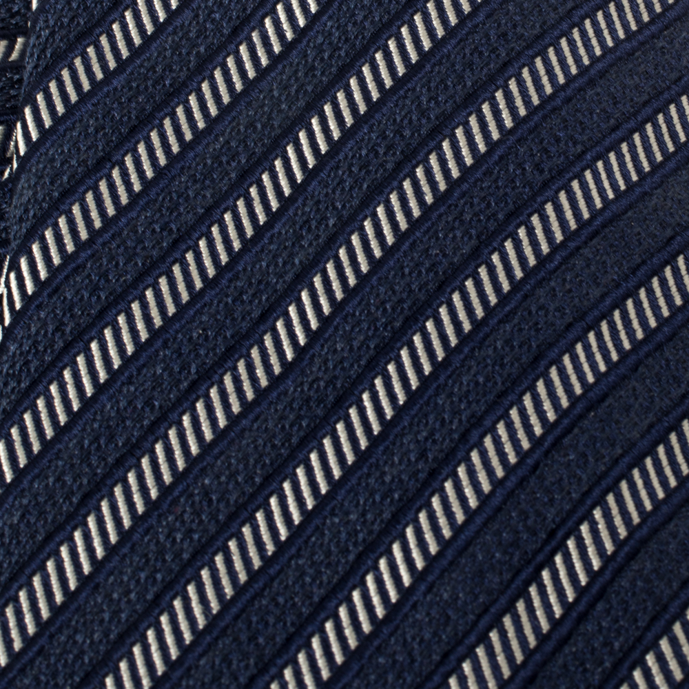 

Tom Ford Blue Striped Jacquard Silk Cotton Tie