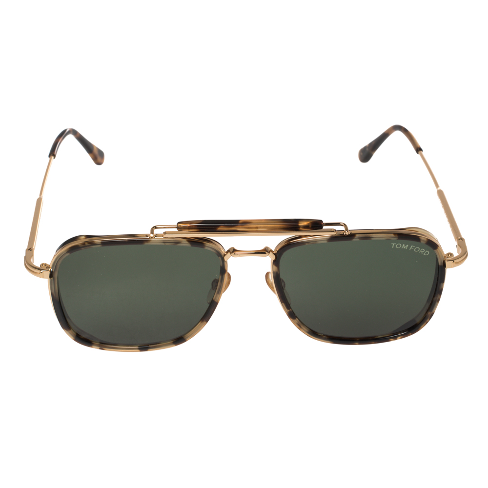 

Tom Ford Green/Gold Huck TF665 Square Sunglasses