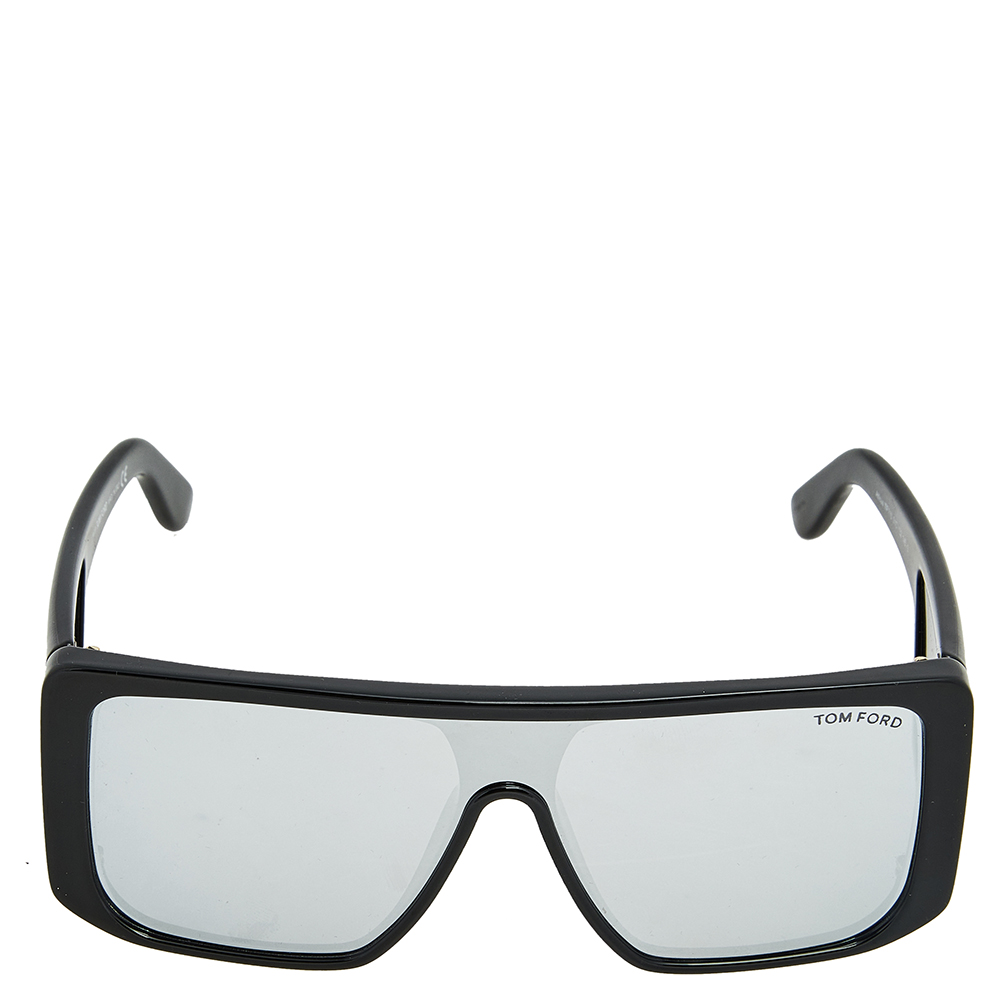 

Tom Ford Black / Smoke Mirrored FT0710 Atticus Shield Sunglasses