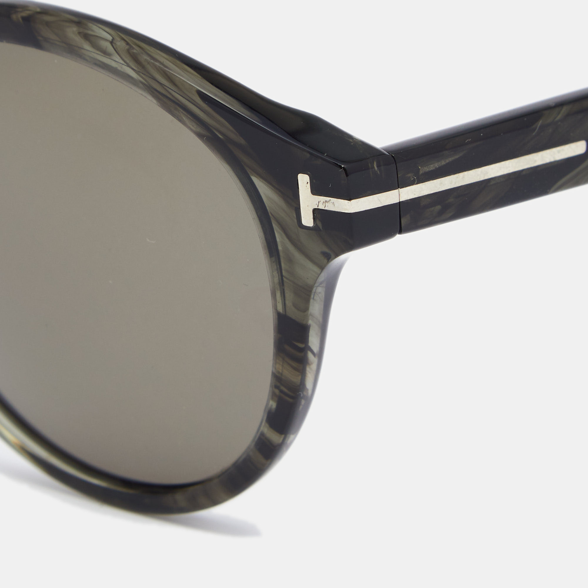 

Tom Ford Brown Striped/ Brown TF400 Lucho Round Sunglasses