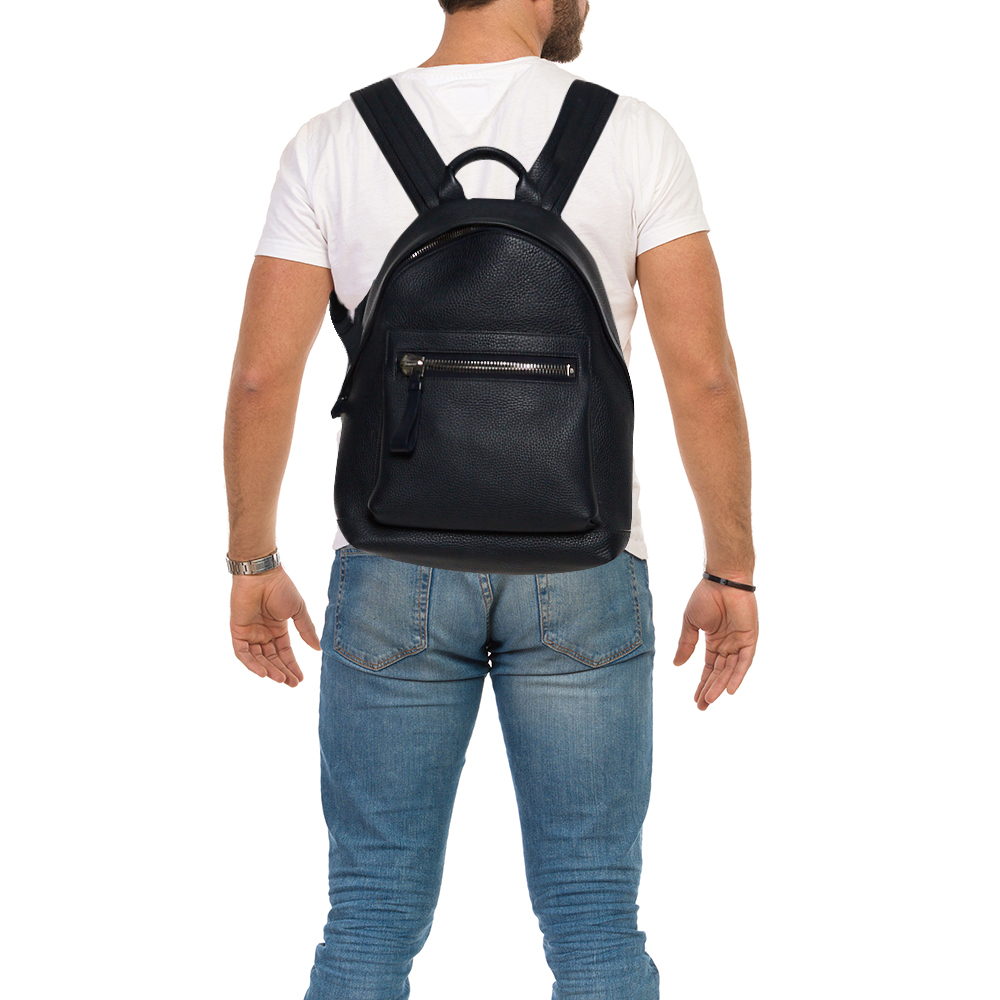 

Tom Ford Navy Blue Leather Buckley Backpack