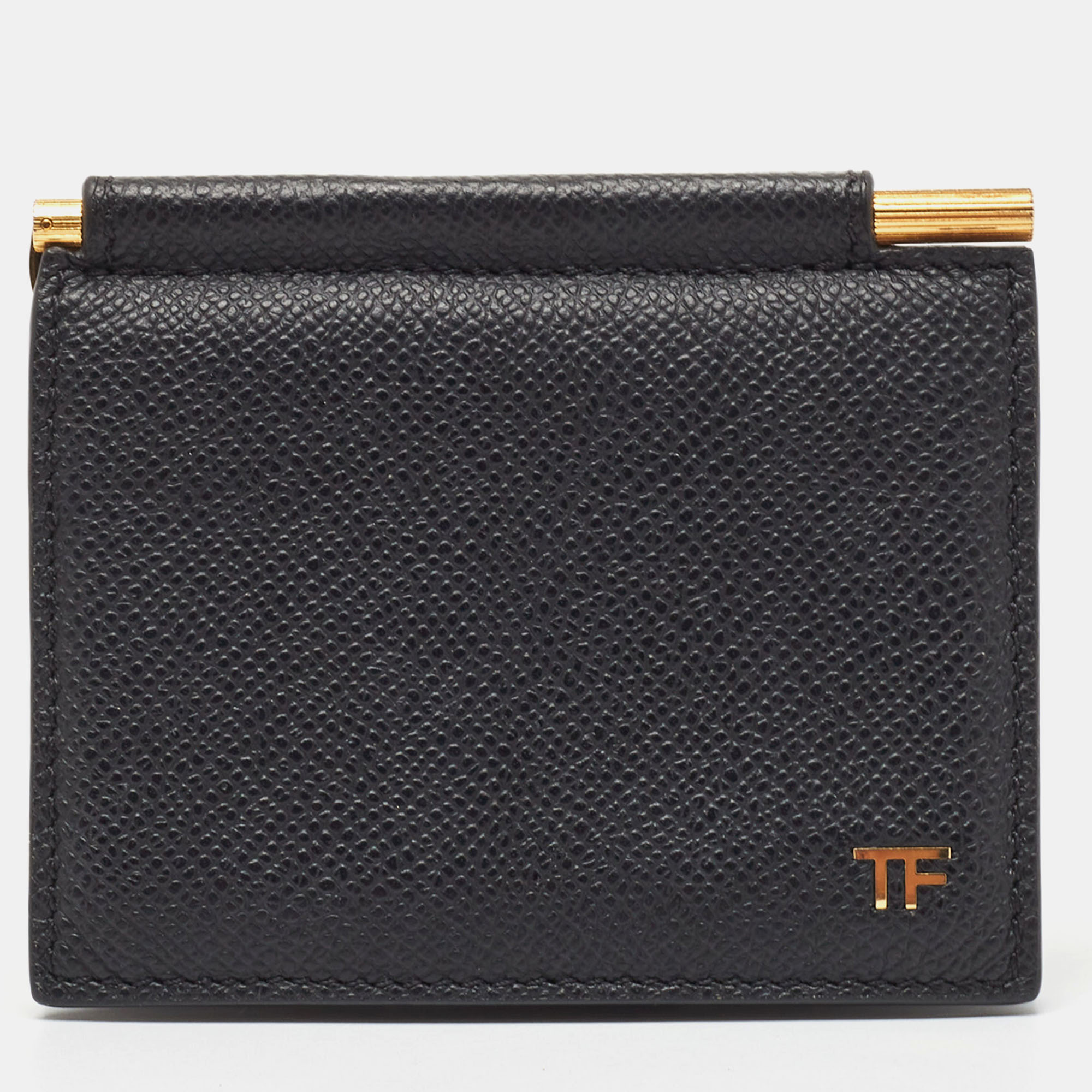 Pre-owned Tom Ford Black Leather Tf Logo Money Clip