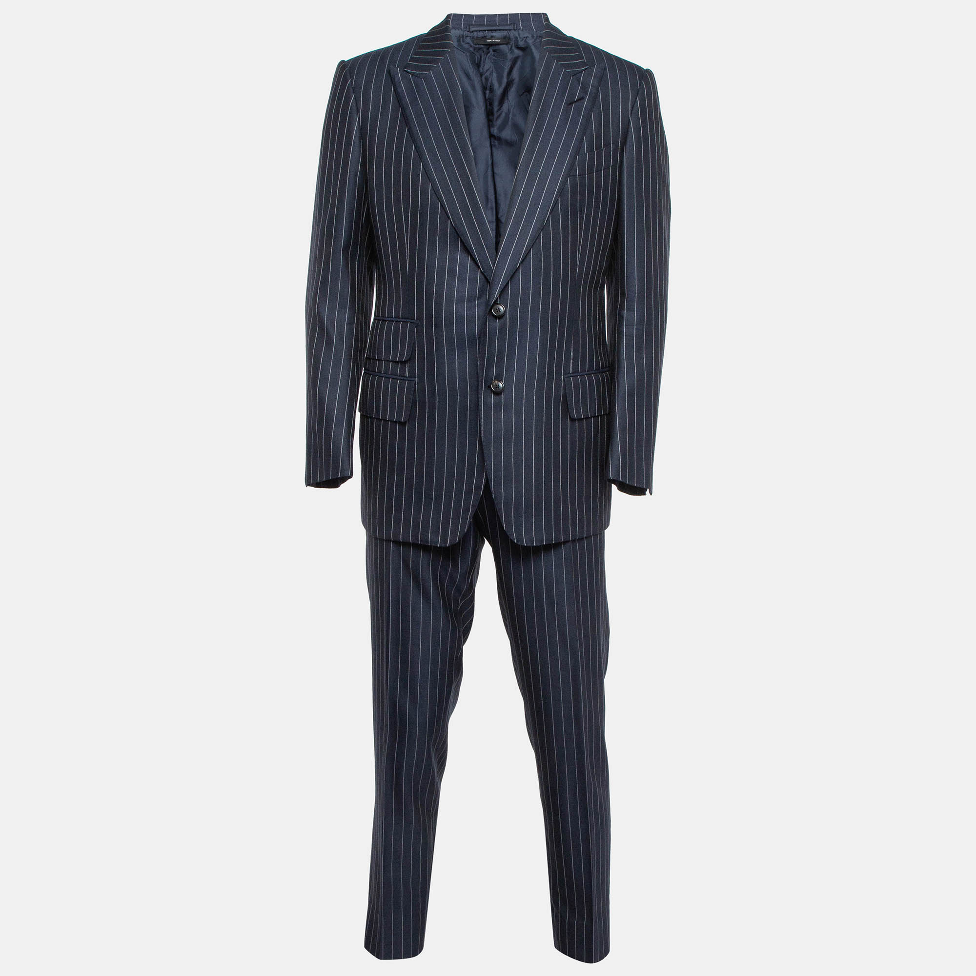 

Tom Ford Navy Blue Pinstripe Wool Pants Suit XL