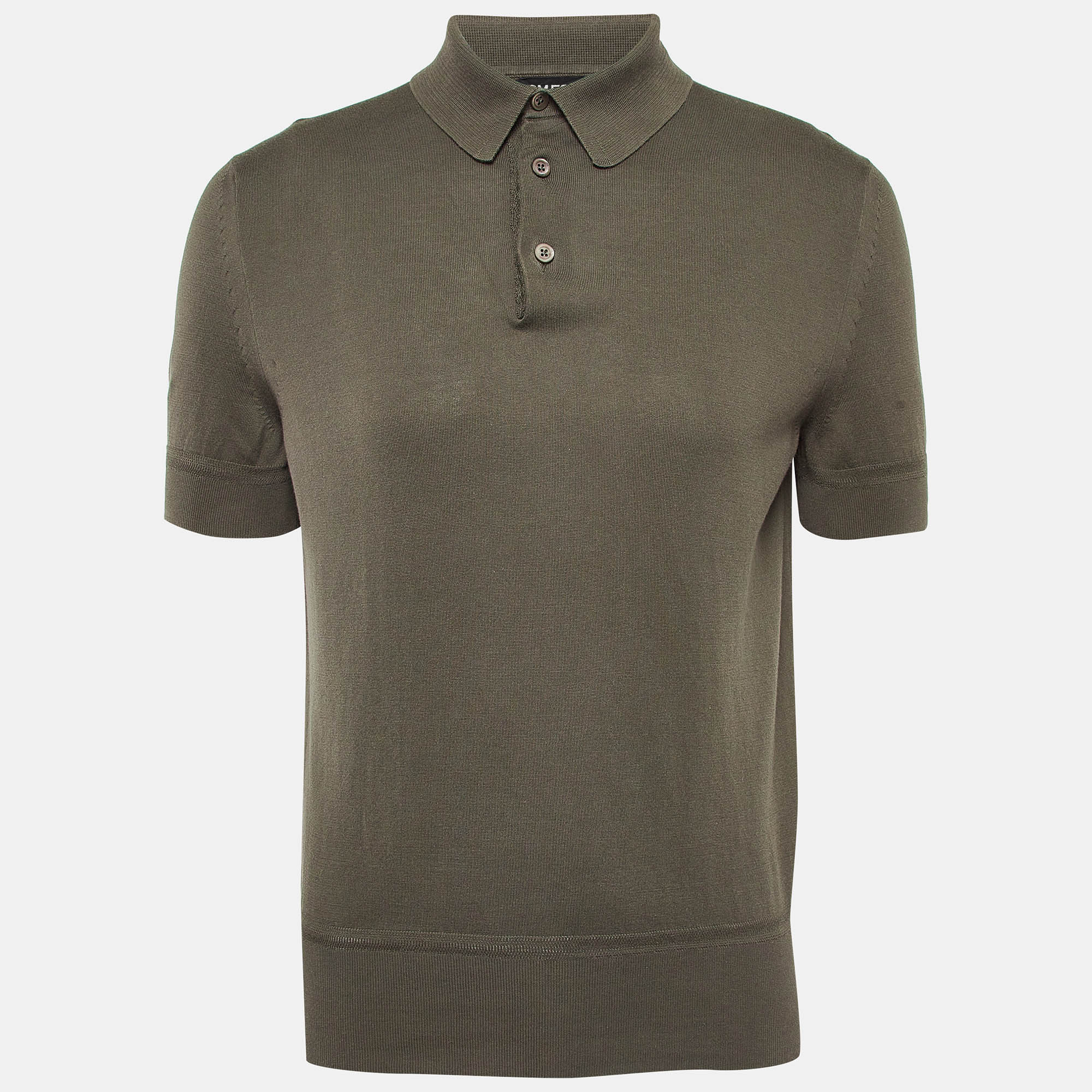 

Tom Ford Green Cotton Knit Polo T-Shirt L