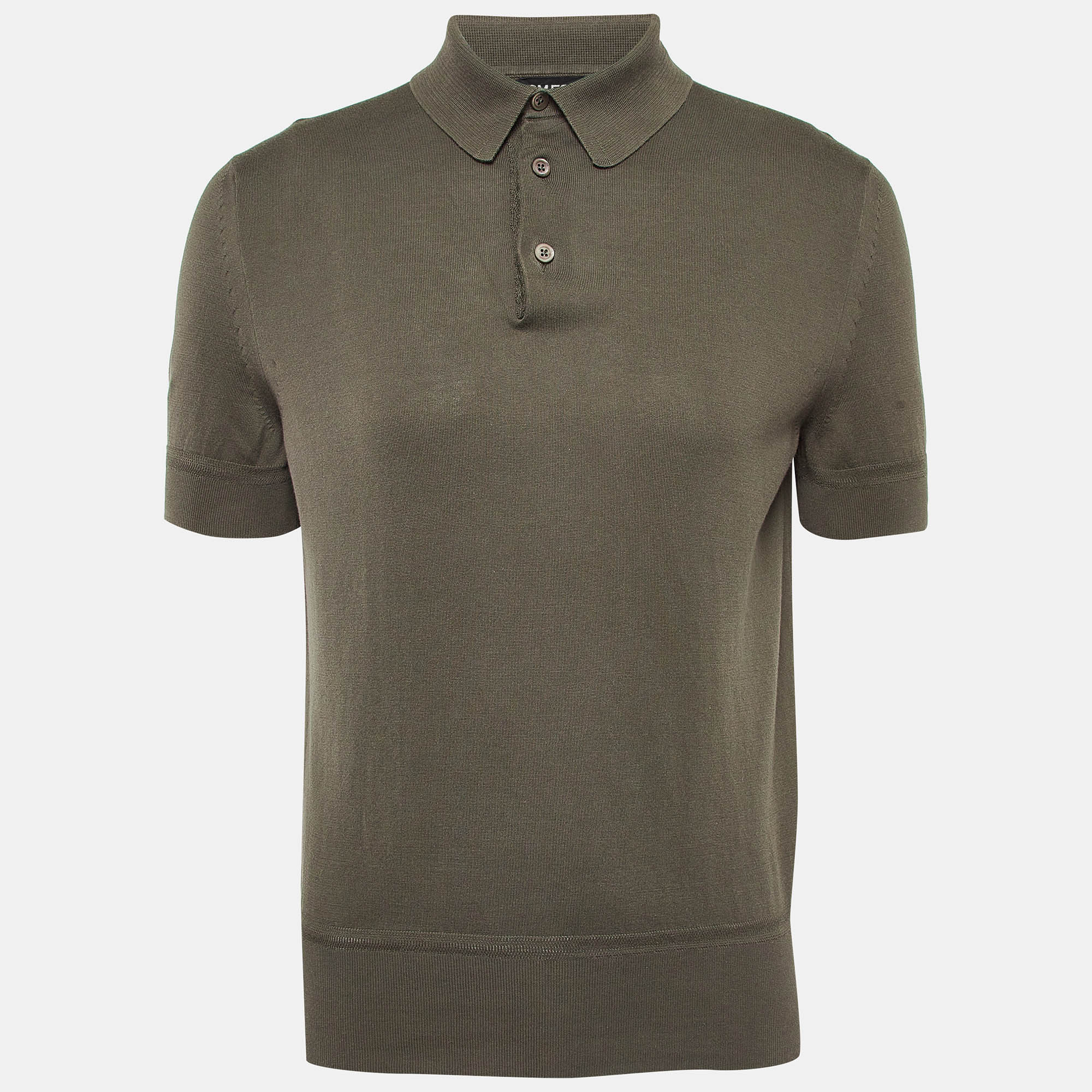 Pre-owned Tom Ford Green Cotton Knit Polo T-shirt L