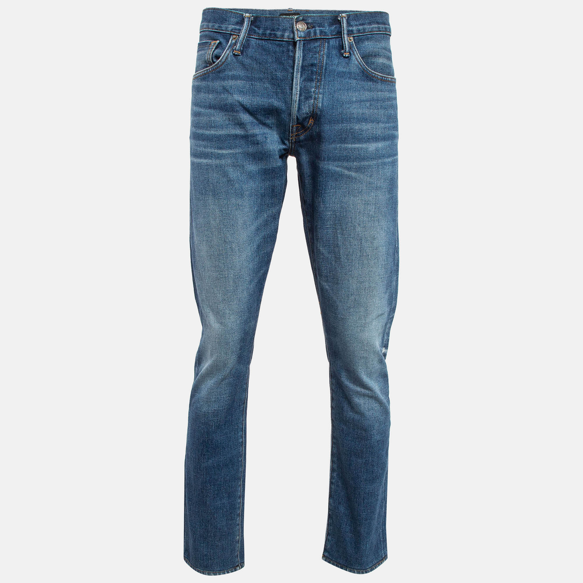 

Tom Ford Blue Washed Straight Fit Jeans XL (Waist 36)"