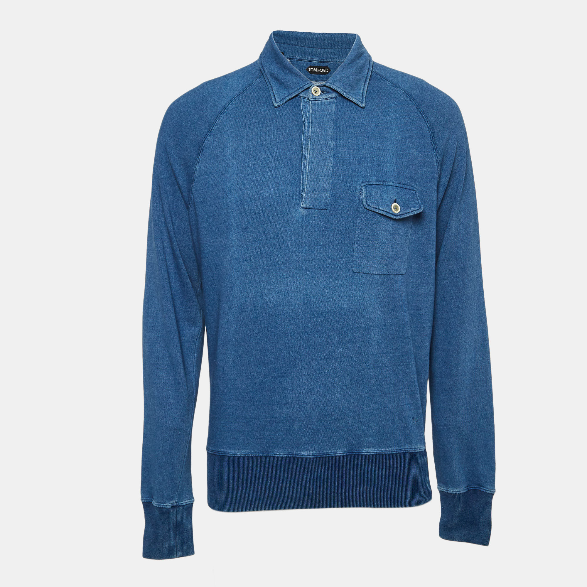 Pre-owned Tom Ford Blue Cotton Knit Polo T-shirt Xxl