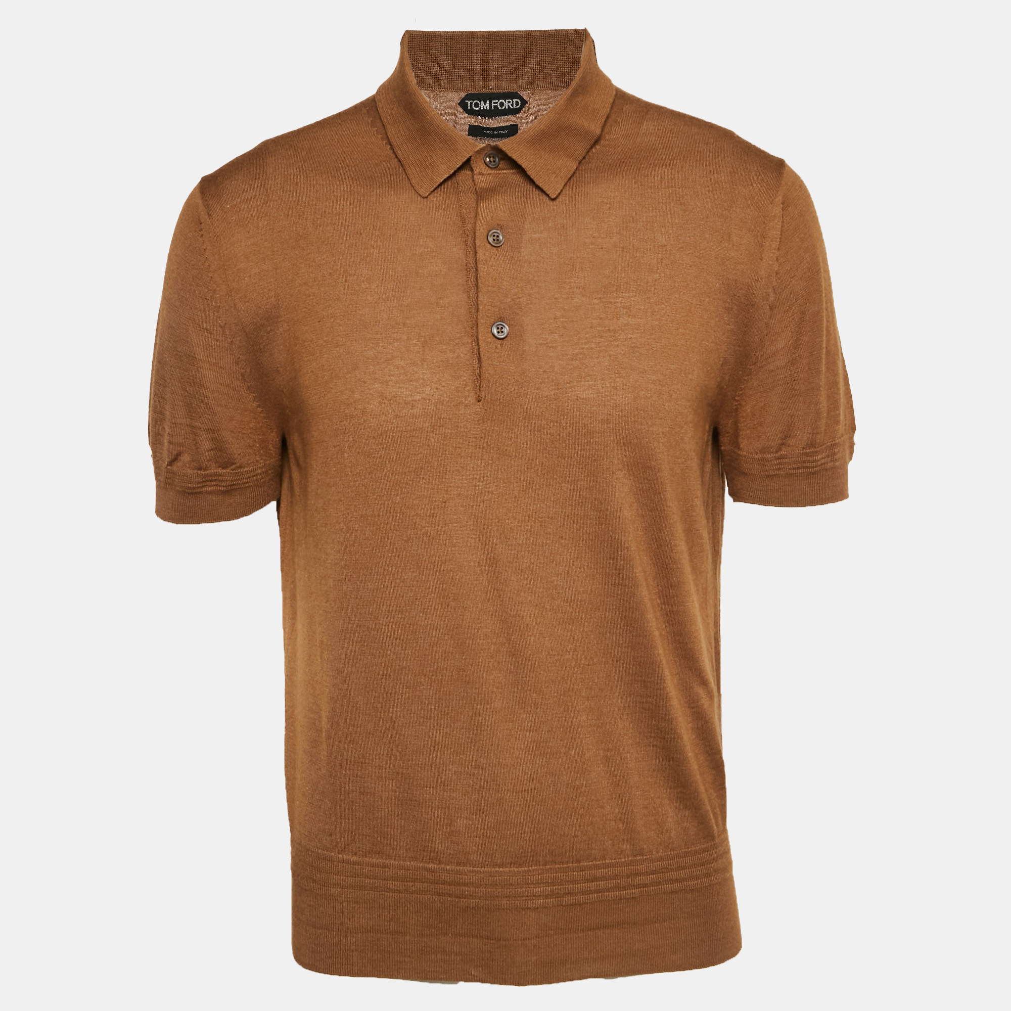 

Tom Ford Brown Cashmere Knit Polo T-Shirt XL