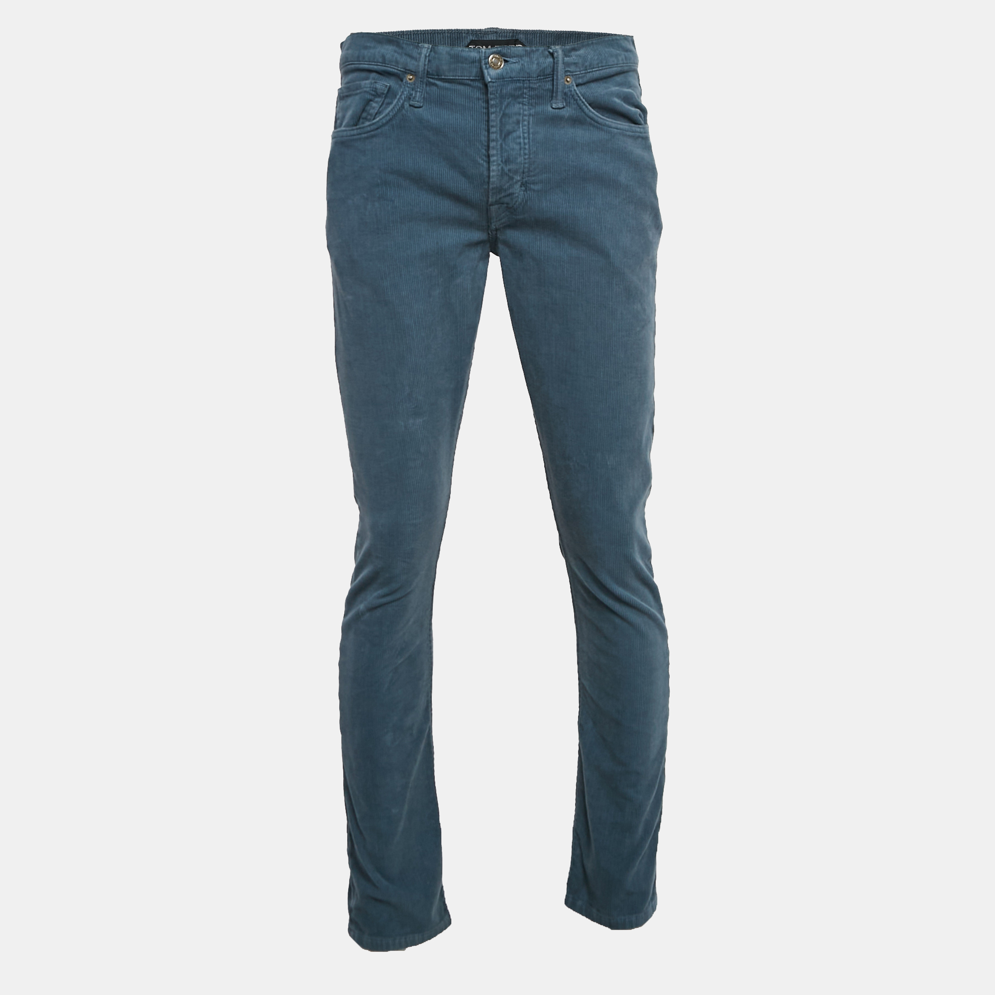 

Tom Ford Blue Corduroy Straight Leg Pants L