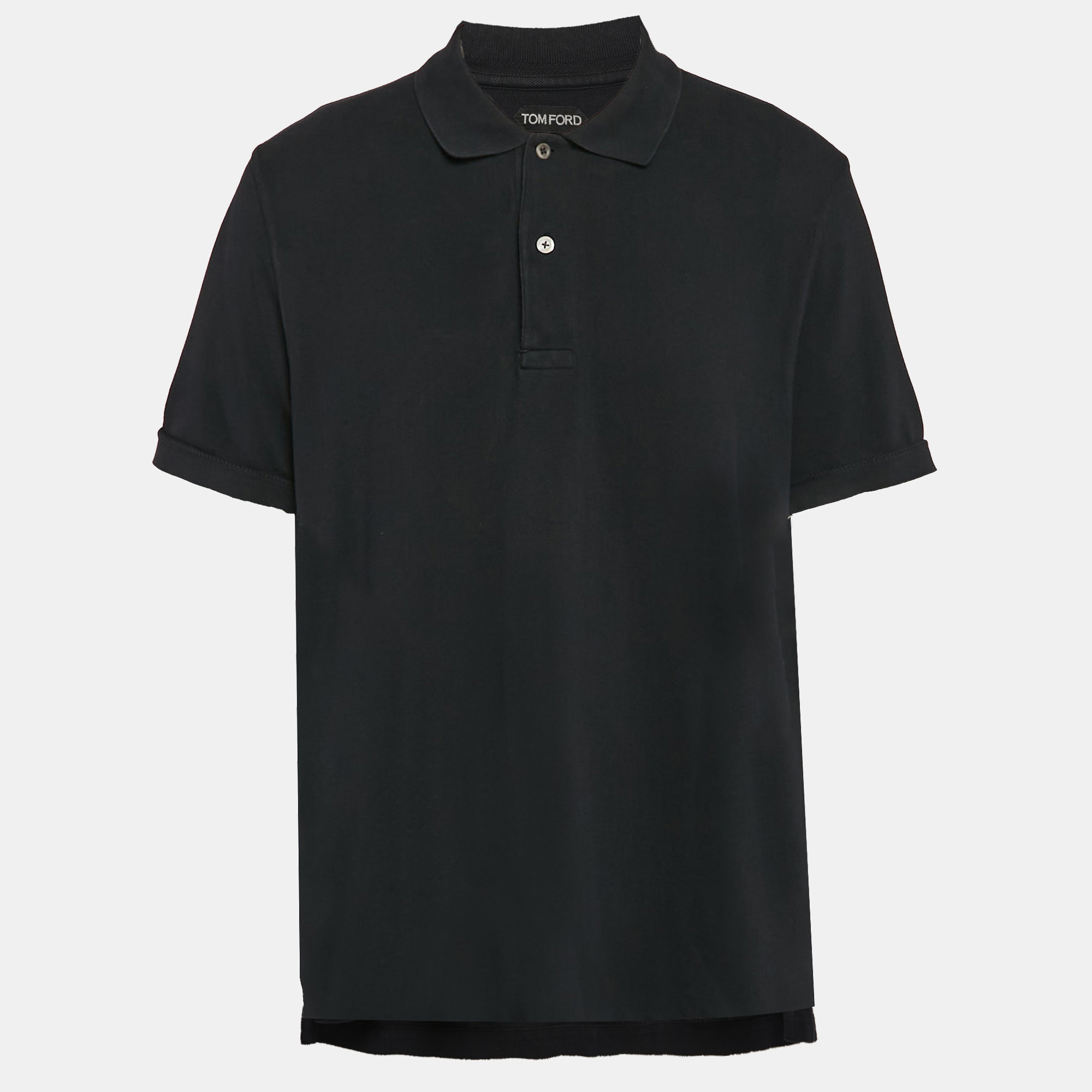 

Tom Ford Black Pique Cotton Polo T-Shirt 4XL