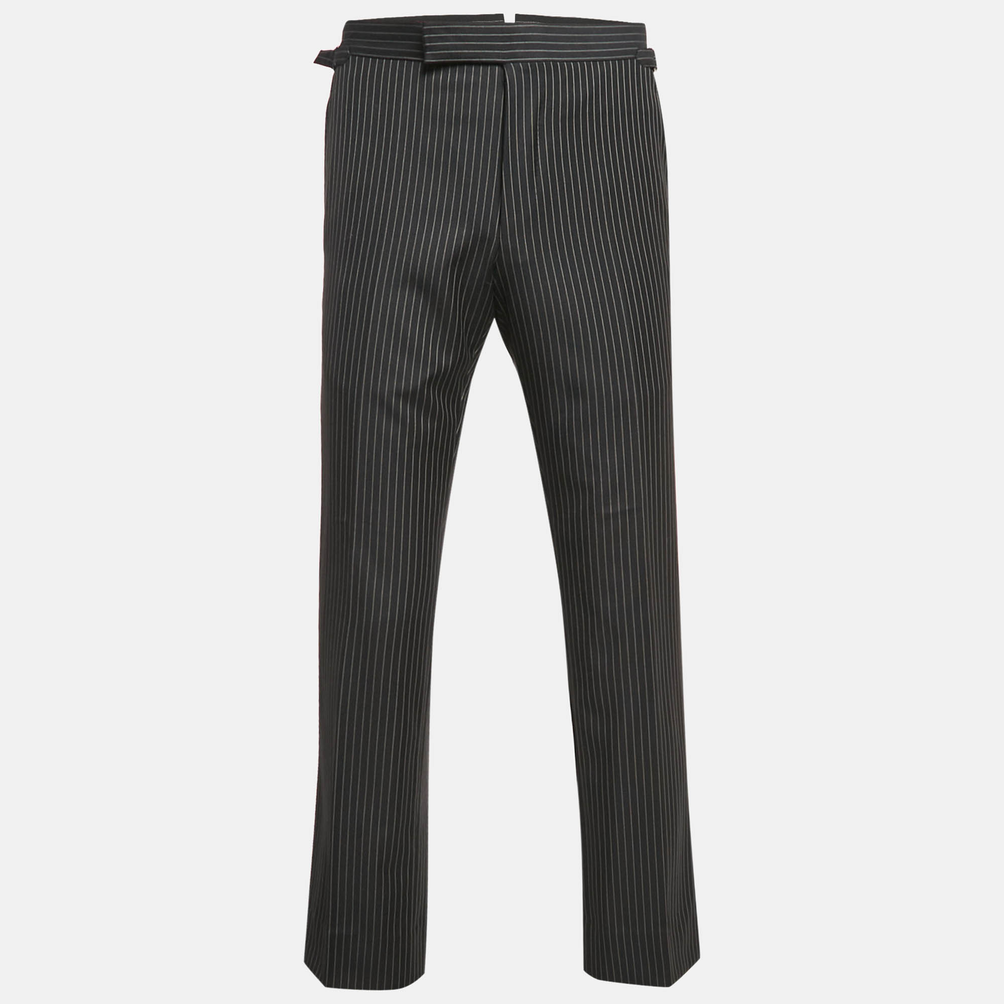 

Tom Ford Black Pinstripe Wool Formal Trousers S