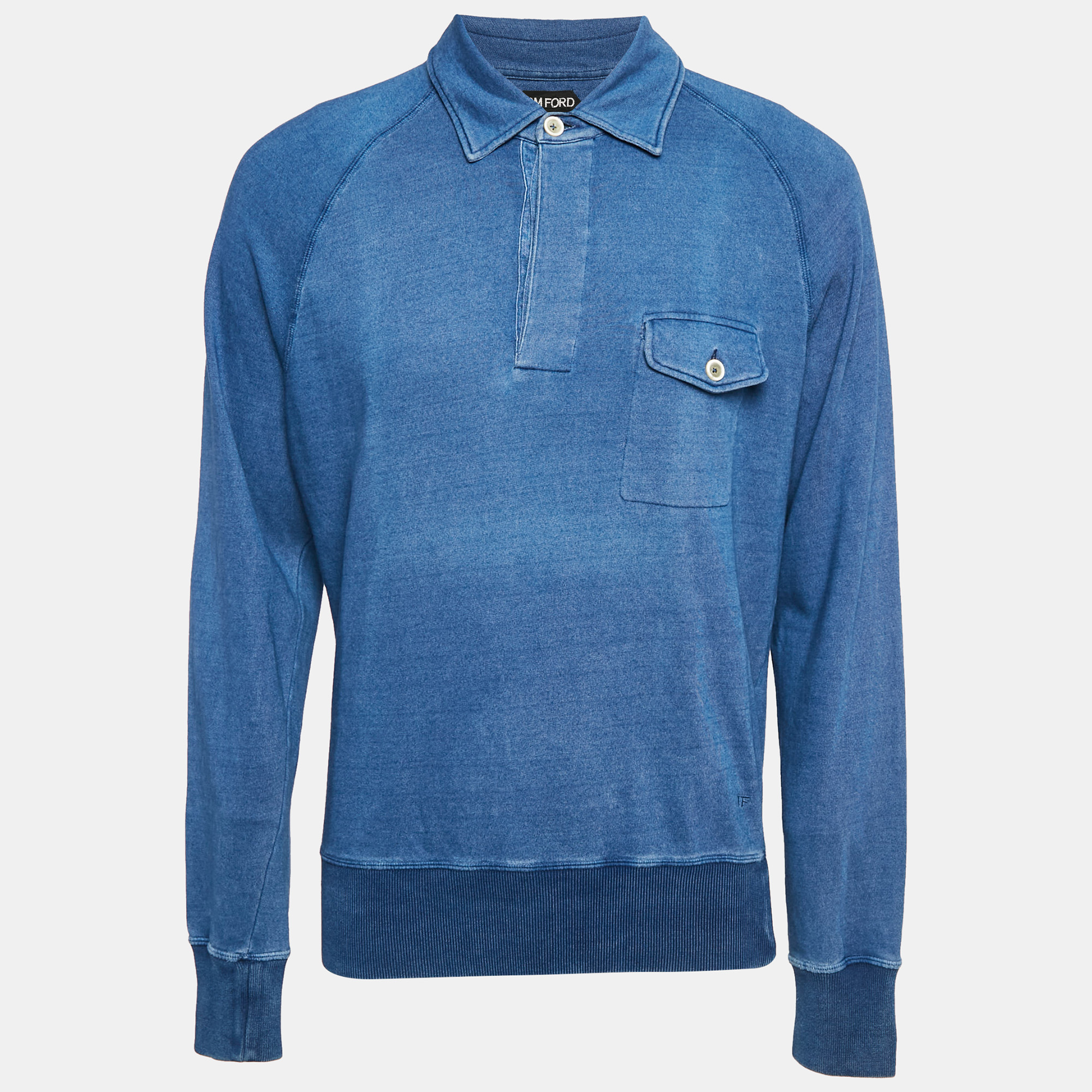 

Tom Ford Blue Cotton Jersey Long Sleeve Polo T-Shirt XXL